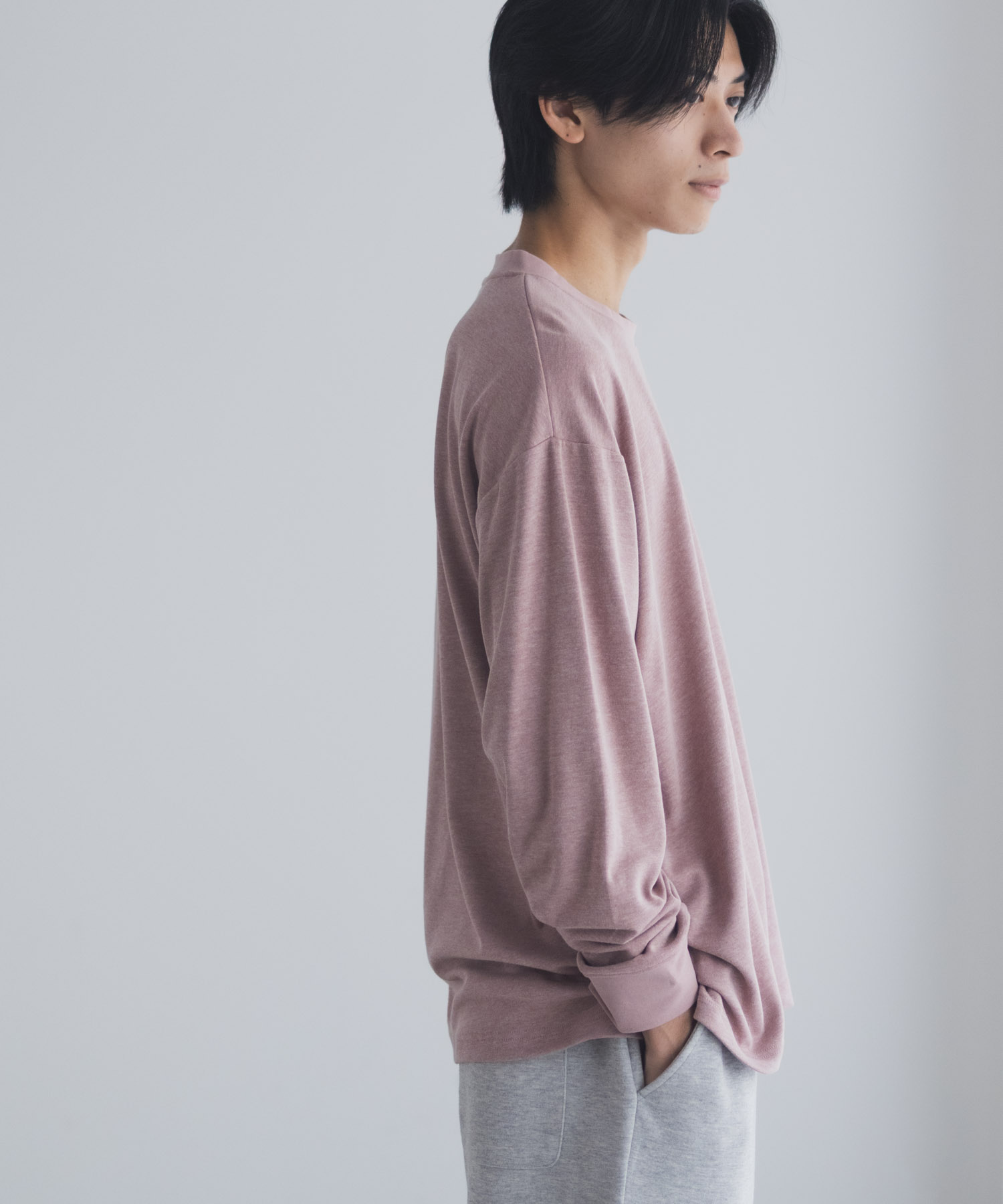 NAVY タフラク ポンチ素材ポケツキ長袖Tシャツ メンズ