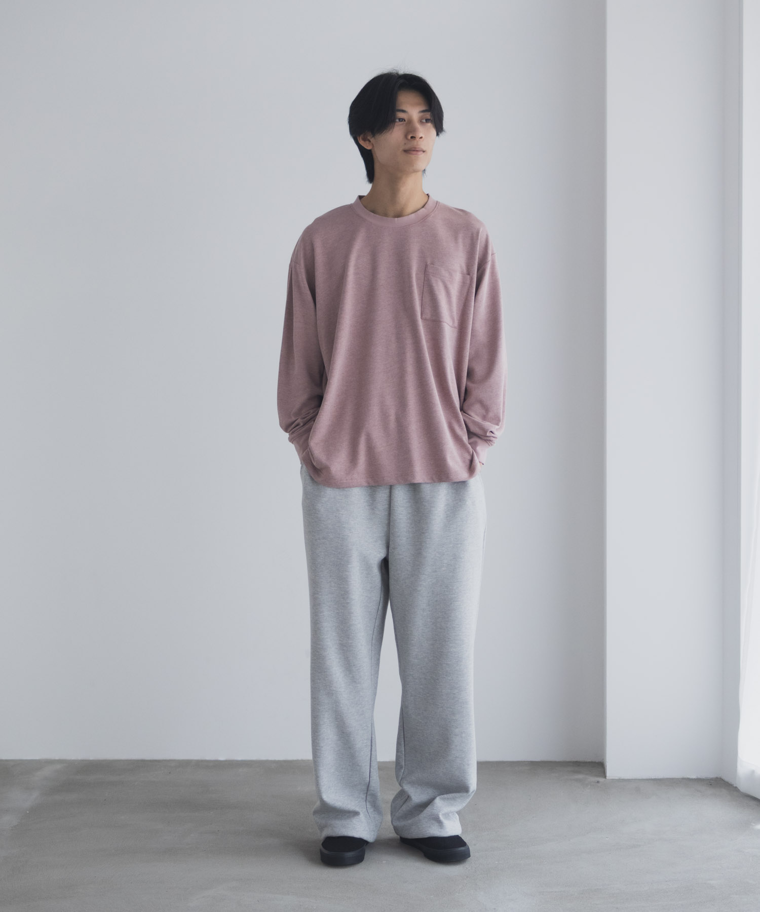 NAVY タフラク ポンチ素材ポケツキ長袖Tシャツ メンズ