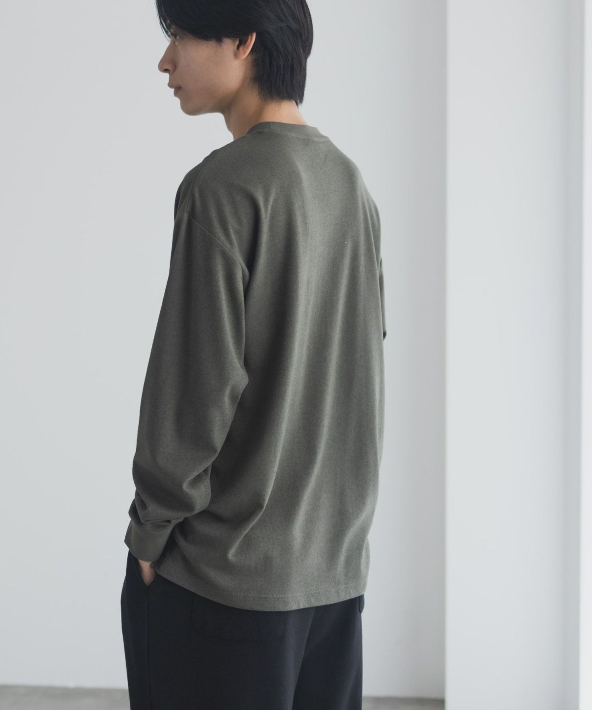 NAVY タフラク ポンチ素材ポケツキ長袖Tシャツ メンズ