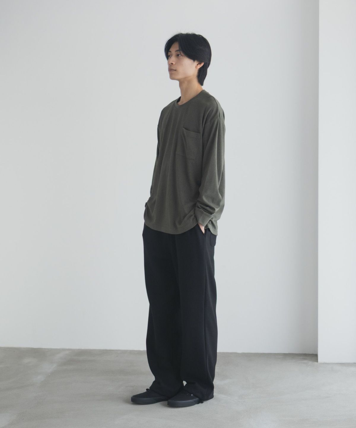 NAVY タフラク ポンチ素材ポケツキ長袖Tシャツ メンズ