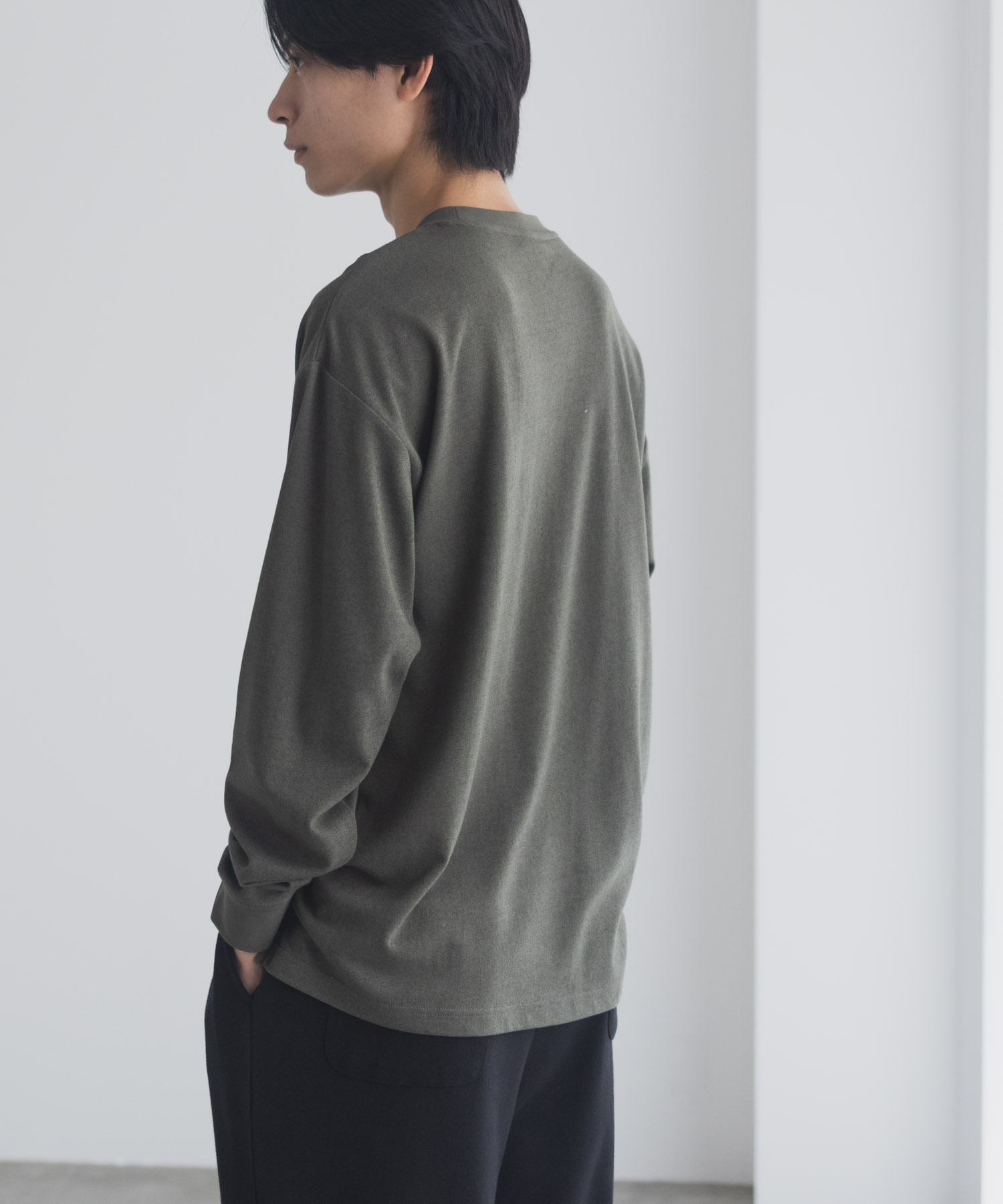 NAVY タフラク ポンチ素材ポケツキ長袖Tシャツ メンズ