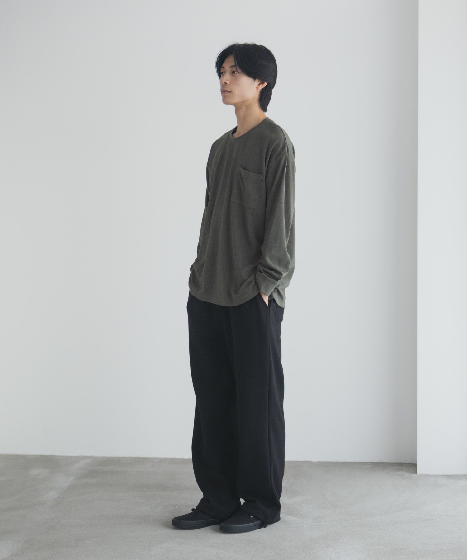 NAVY タフラク ポンチ素材ポケツキ長袖Tシャツ メンズ