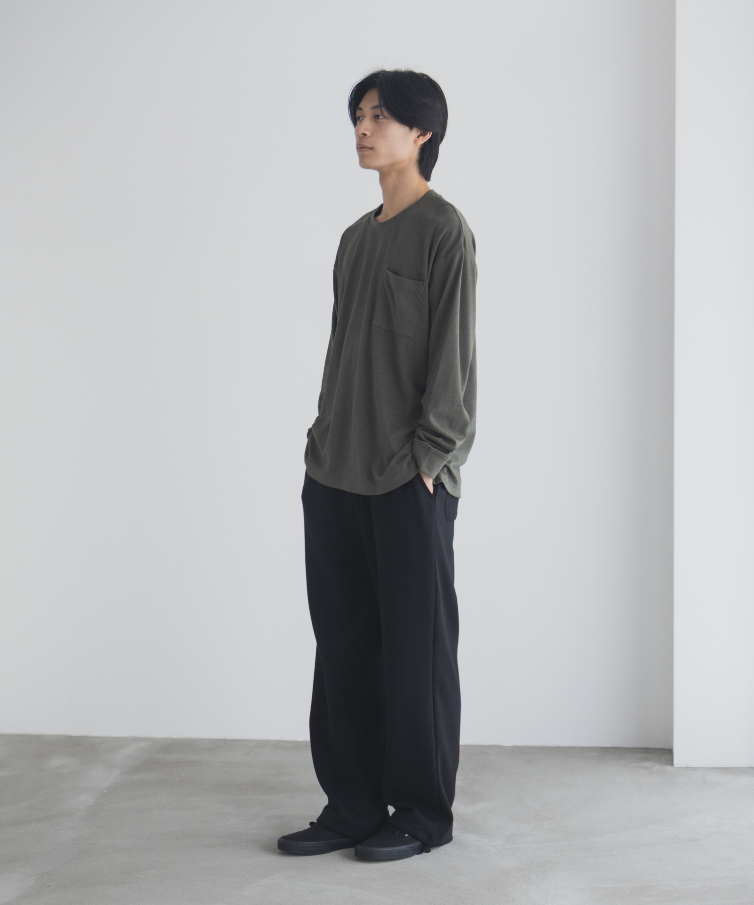 NAVY タフラク ポンチ素材ポケツキ長袖Tシャツ メンズ