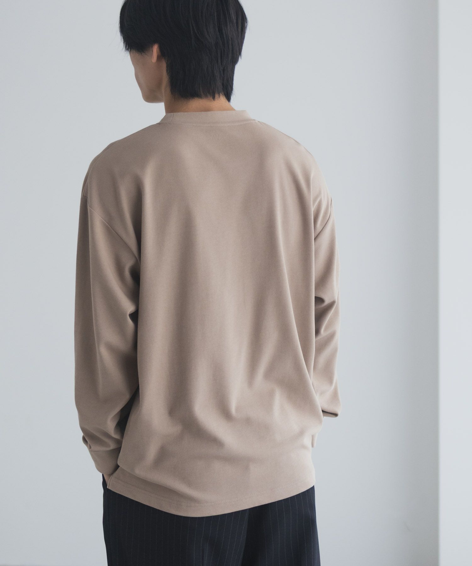 NAVY タフラク ポンチ素材ポケツキ長袖Tシャツ メンズ