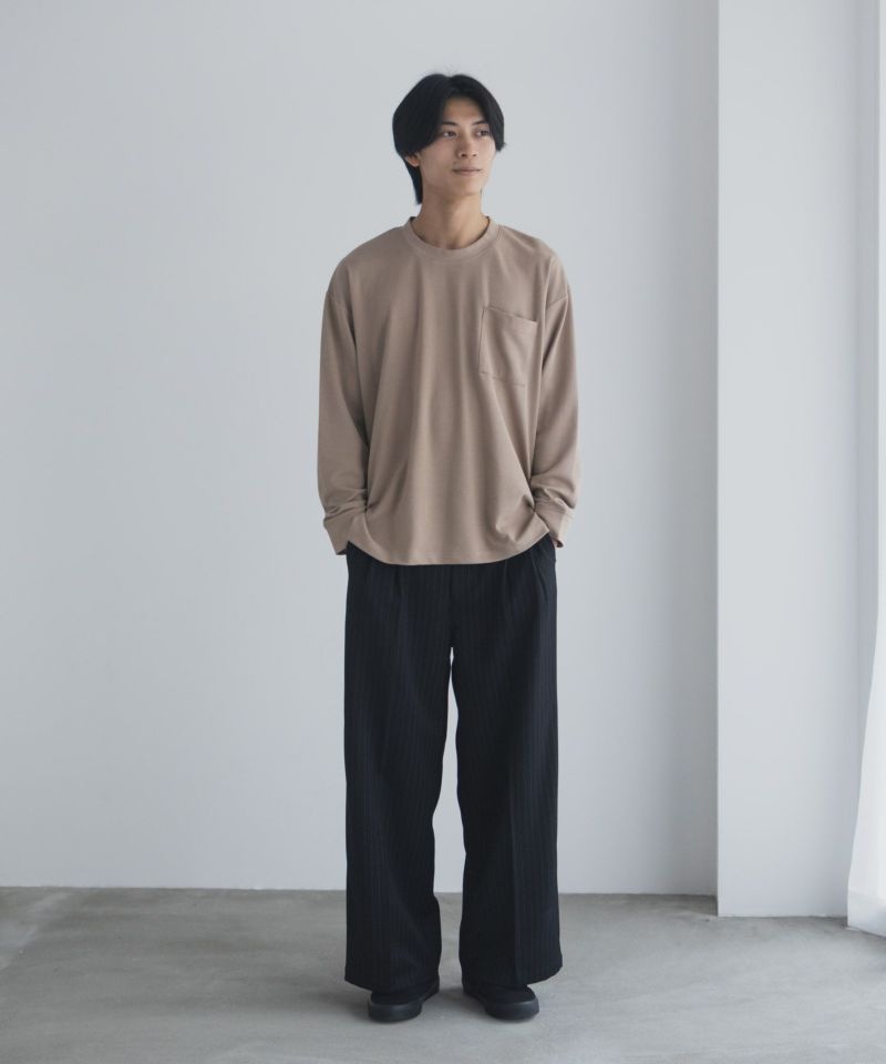 NAVY タフラク ポンチ素材ポケツキ長袖Tシャツ メンズ商品画像-24