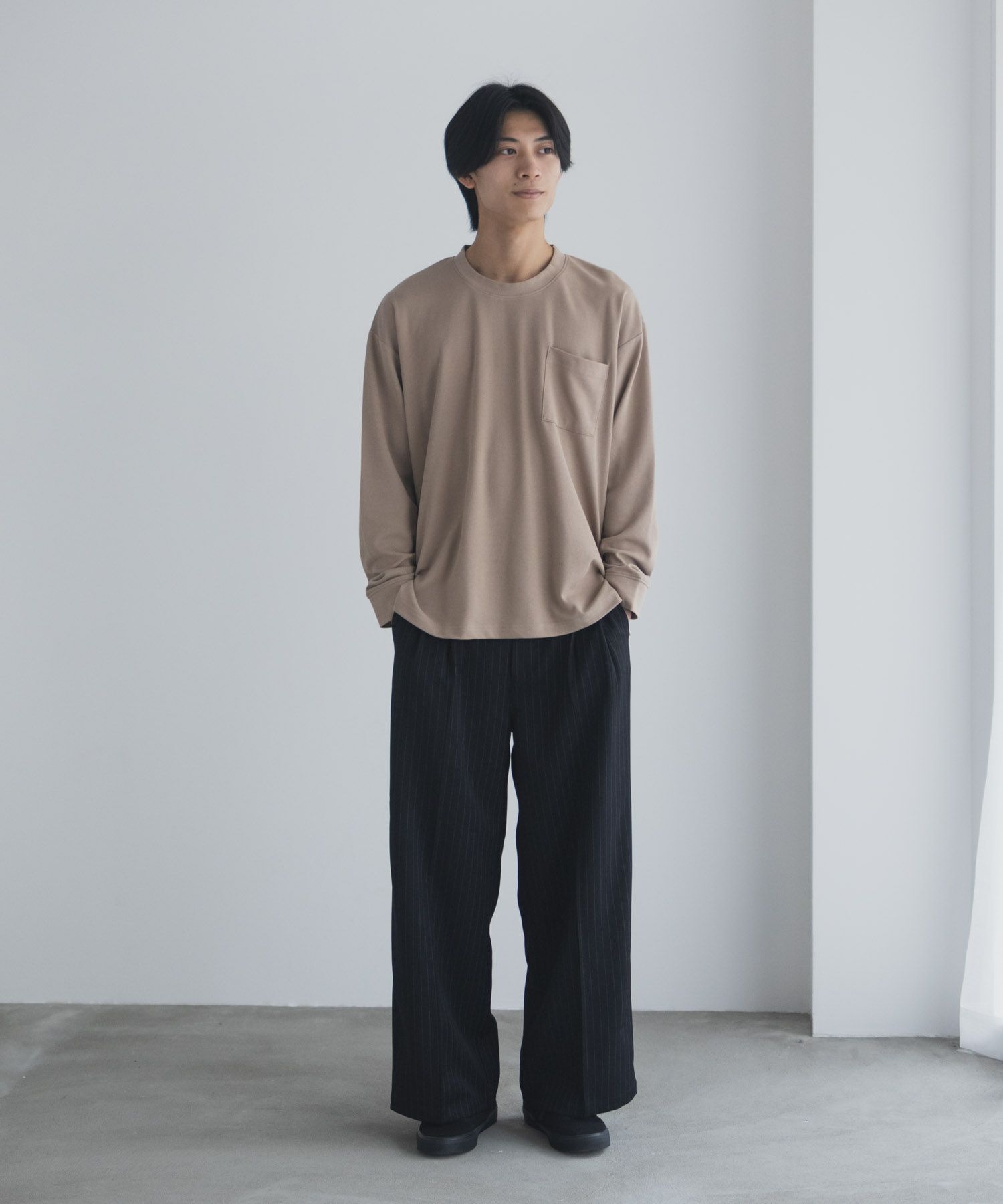 NAVY タフラク ポンチ素材ポケツキ長袖Tシャツ メンズ商品画像-24