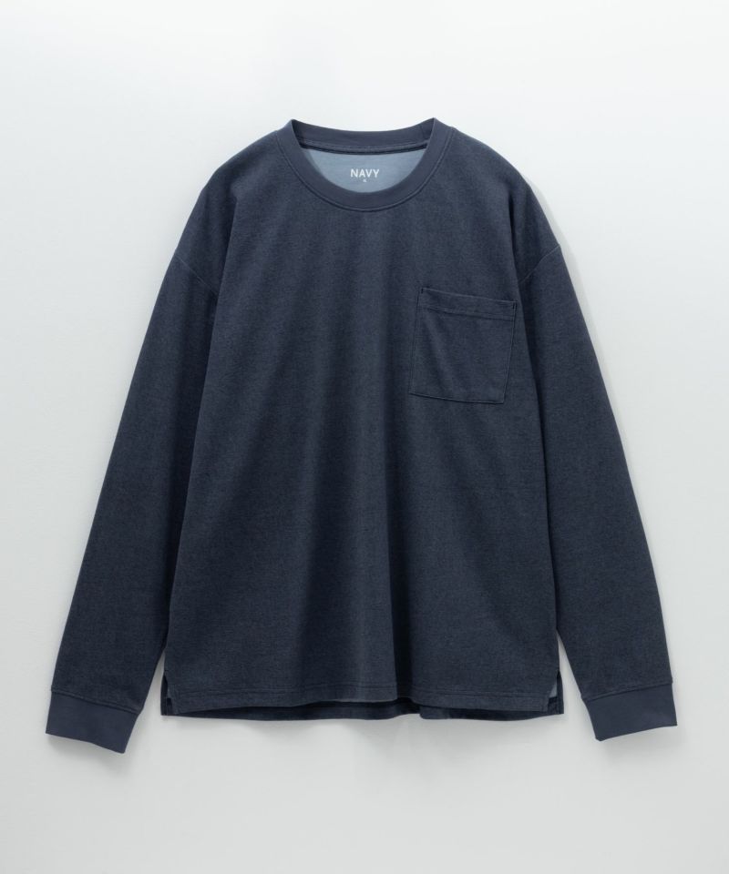 NAVY タフラク ポンチ素材ポケツキ長袖Tシャツ メンズ商品画像-25