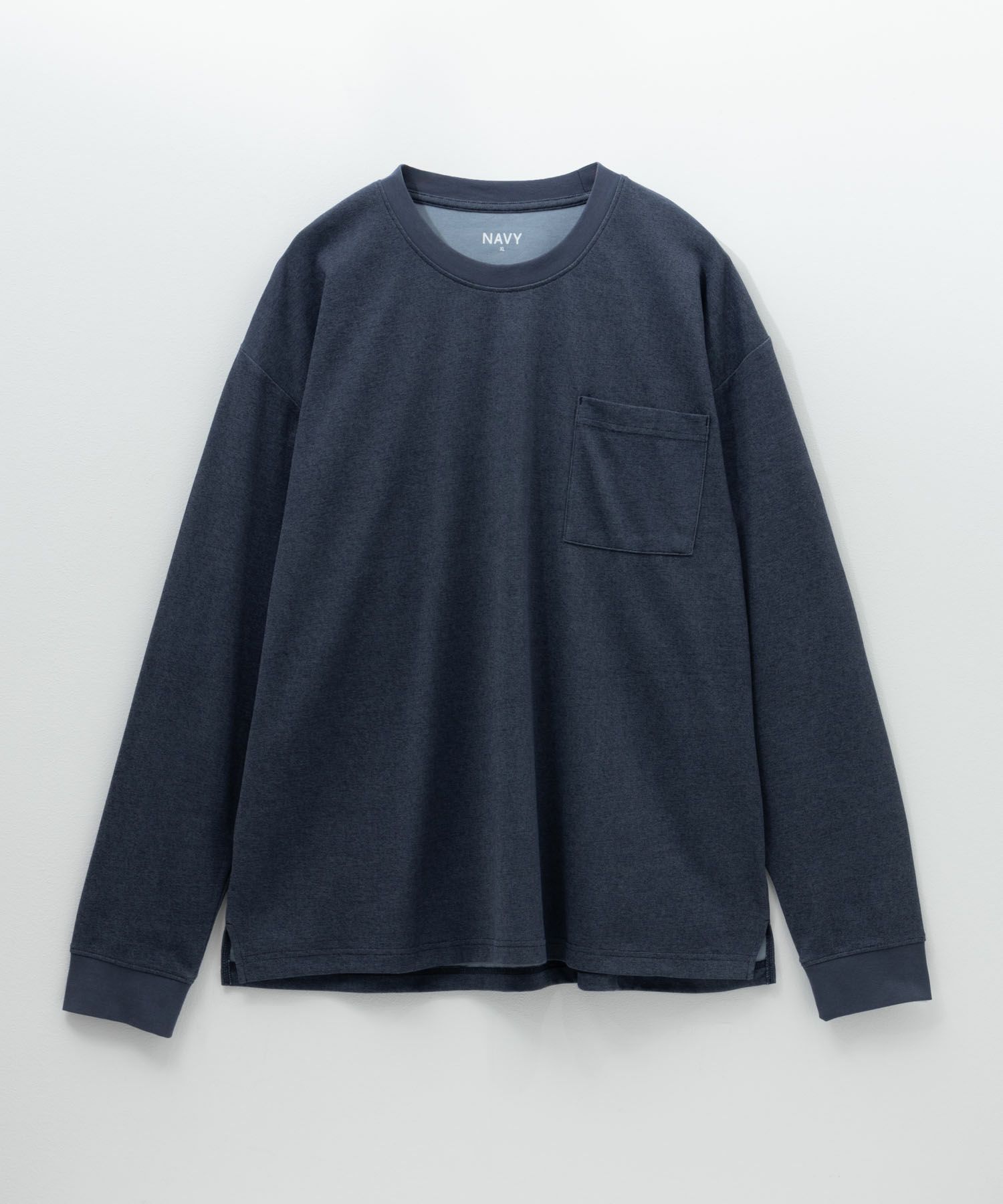 NAVY タフラク ポンチ素材ポケツキ長袖Tシャツ メンズ