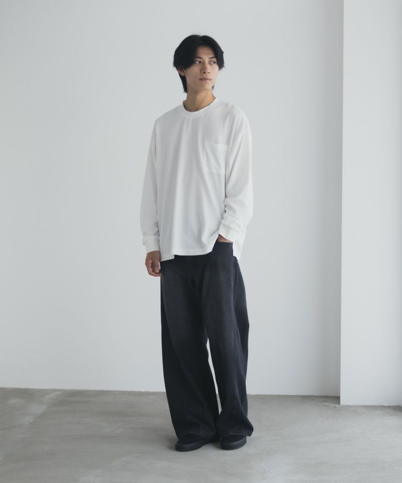 NAVY タフラク ポンチ素材ポケツキ長袖Tシャツ メンズ商品画像-35