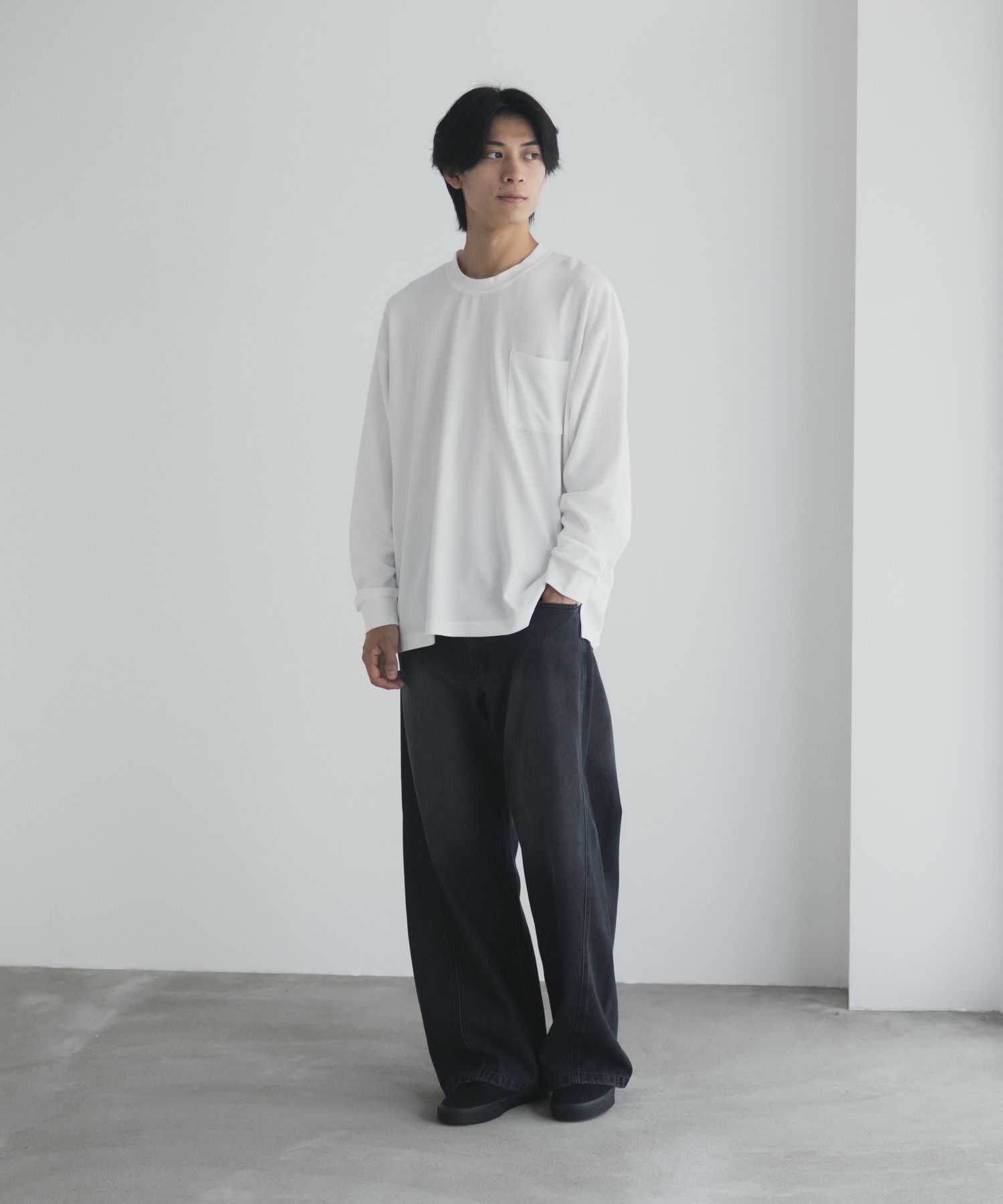 NAVY タフラク ポンチ素材ポケツキ長袖Tシャツ メンズ商品画像-35