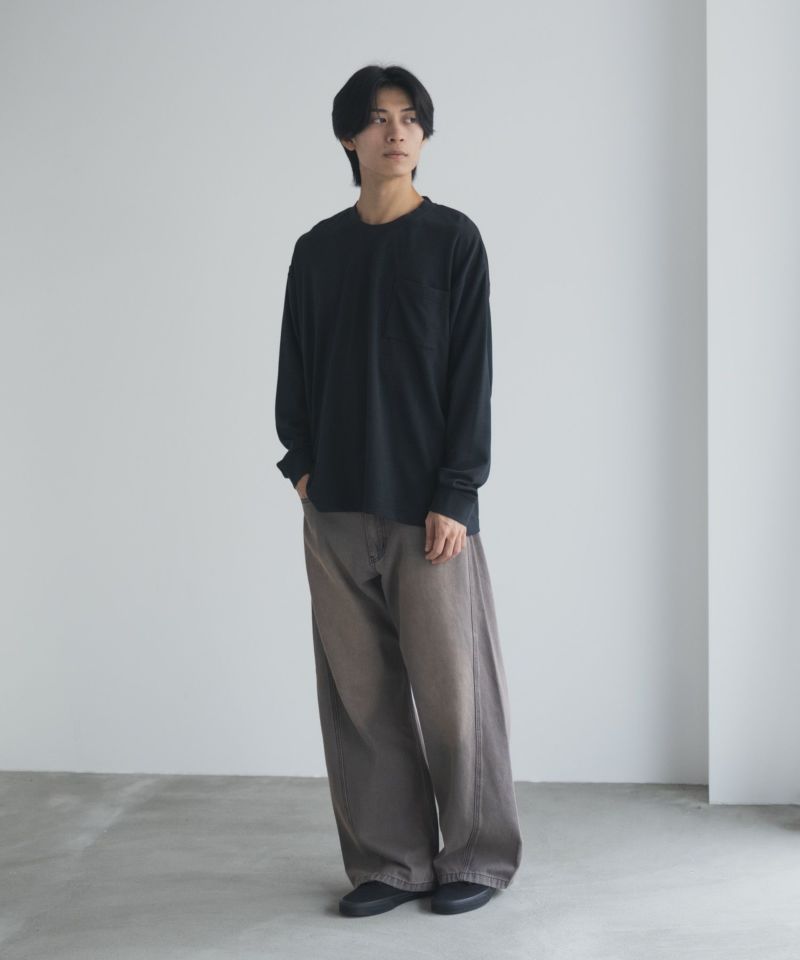 NAVY タフラク ポンチ素材ポケツキ長袖Tシャツ メンズ商品画像-36