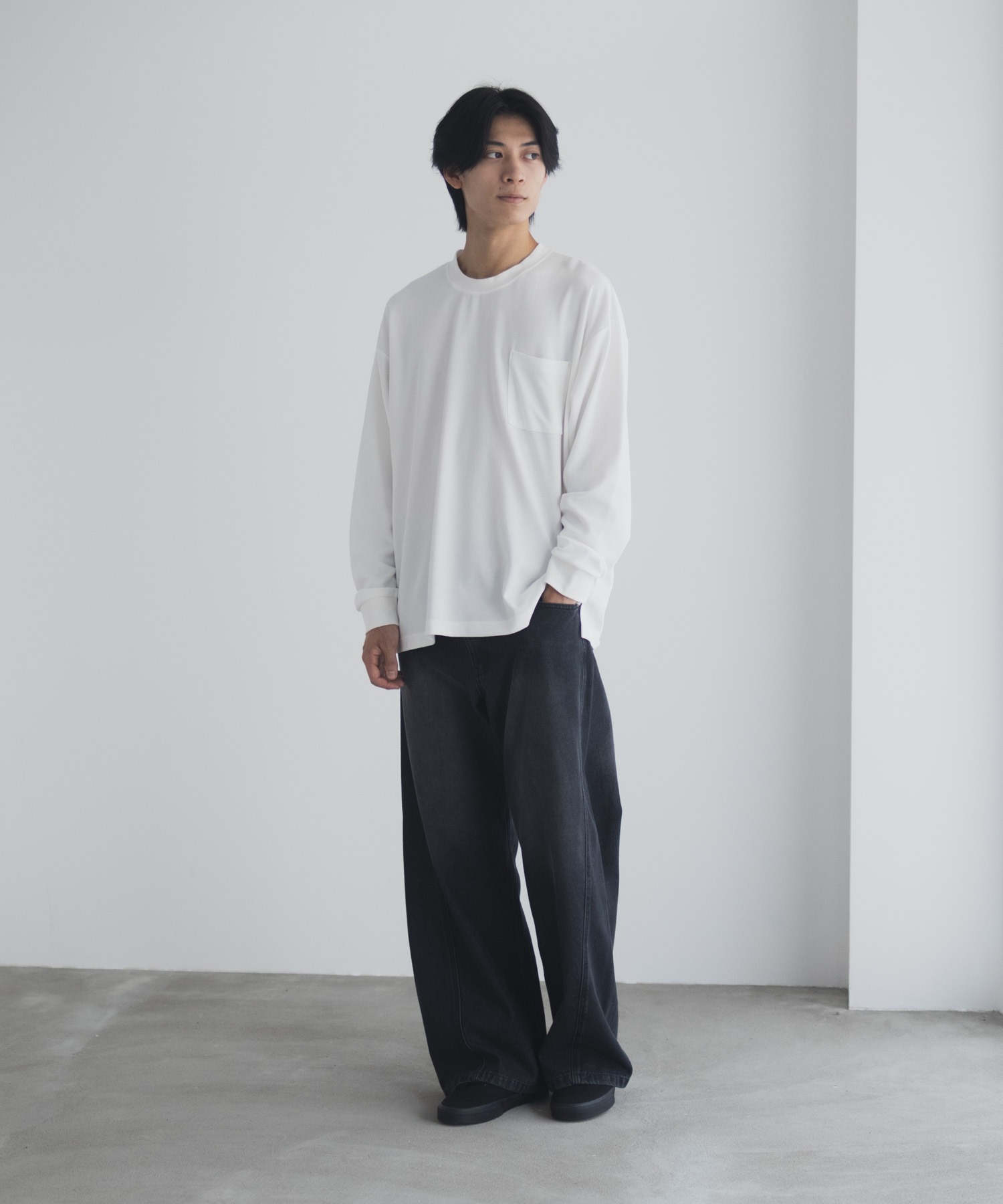 NAVY タフラク ポンチ素材ポケツキ長袖Tシャツ メンズ商品画像-36