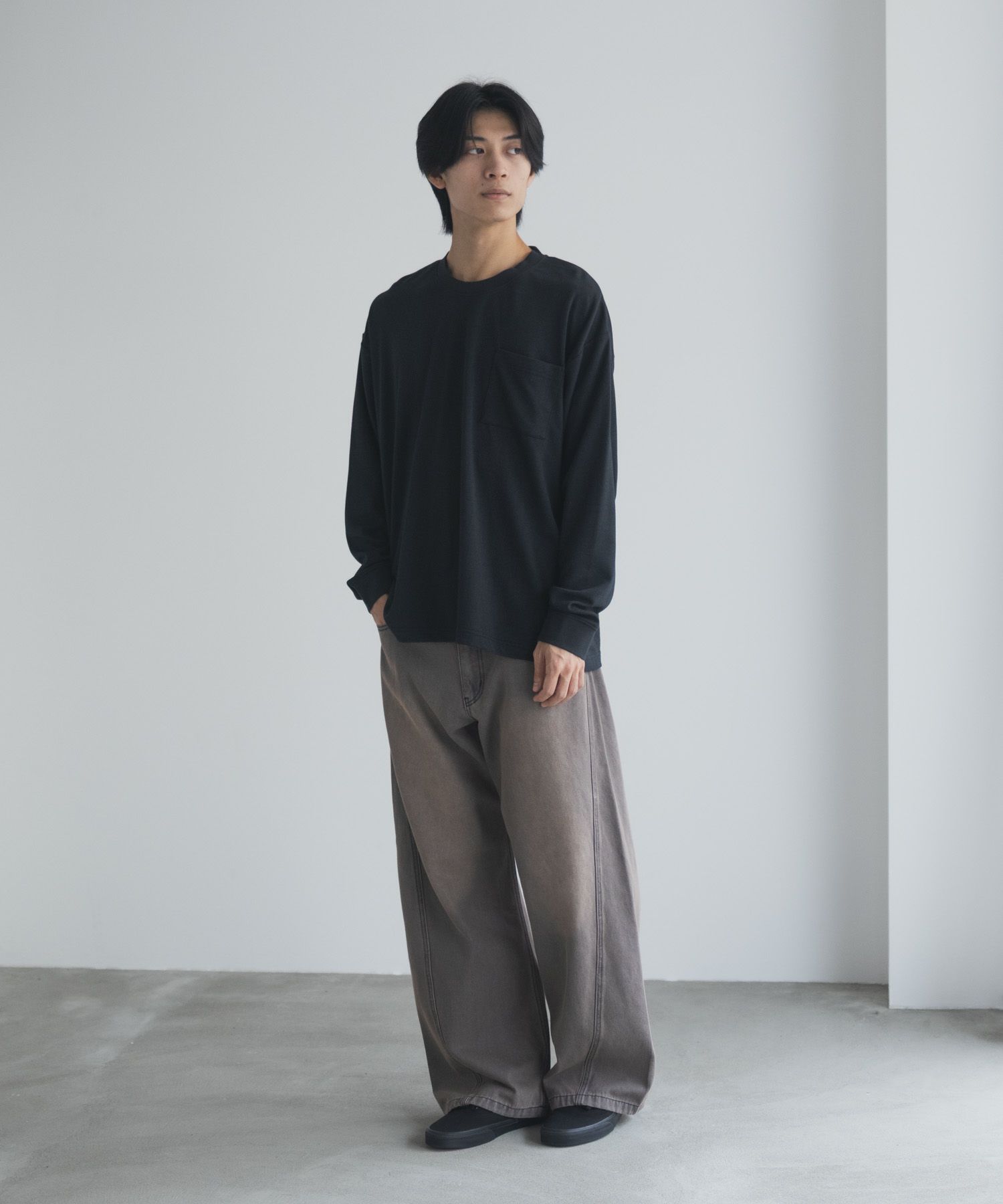 NAVY タフラク ポンチ素材ポケツキ長袖Tシャツ メンズ商品画像-36