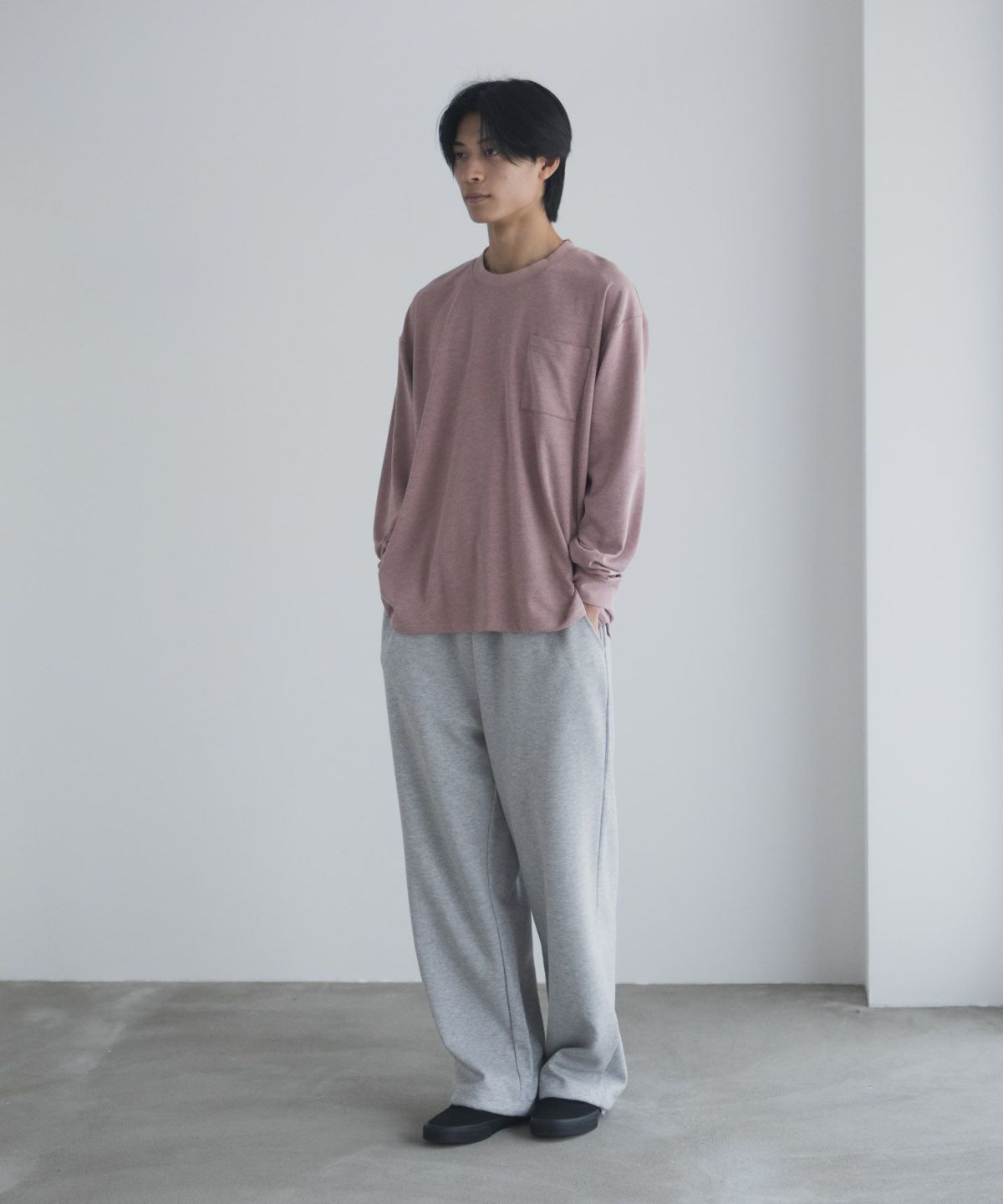 NAVY タフラク ポンチ素材ポケツキ長袖Tシャツ メンズ