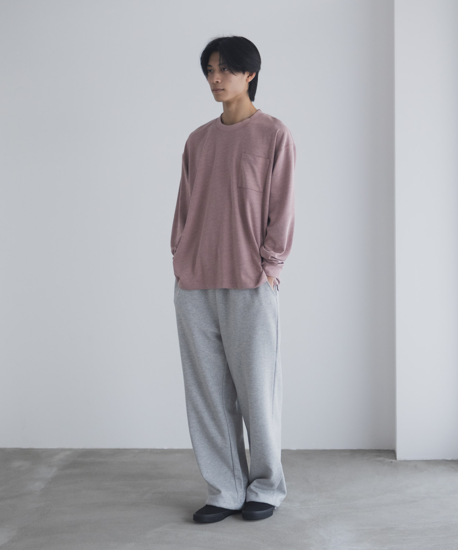 NAVY タフラク ポンチ素材ポケツキ長袖Tシャツ メンズ