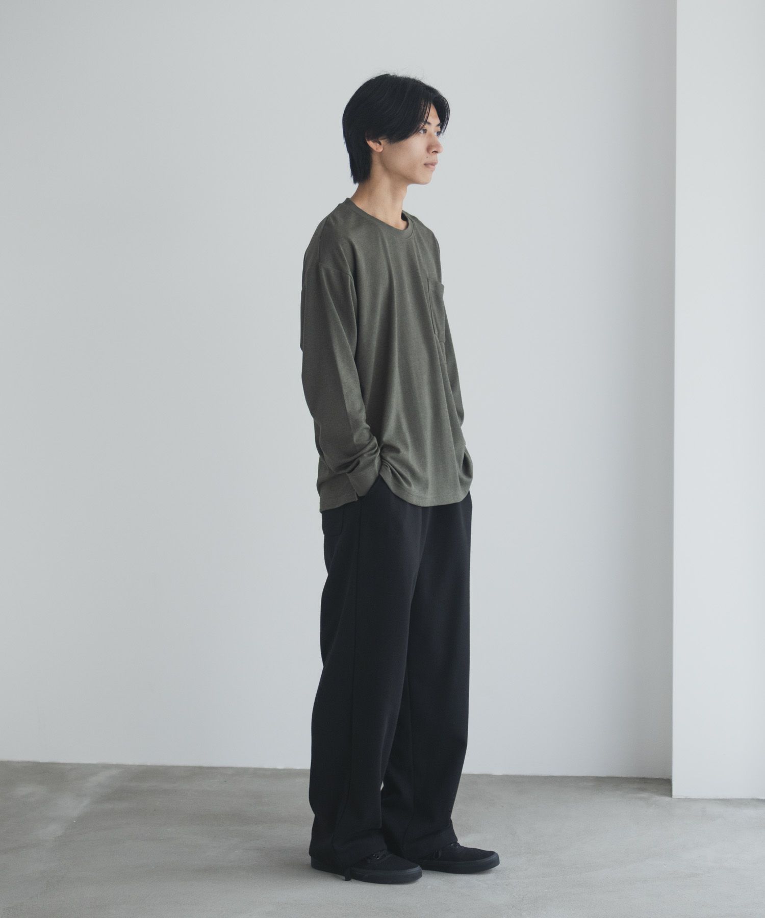 NAVY タフラク ポンチ素材ポケツキ長袖Tシャツ メンズ