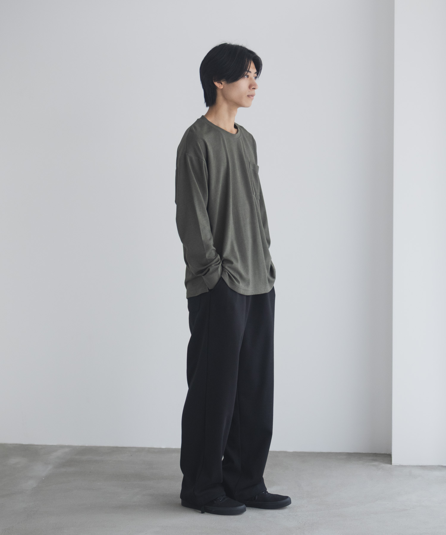 NAVY タフラク ポンチ素材ポケツキ長袖Tシャツ メンズ