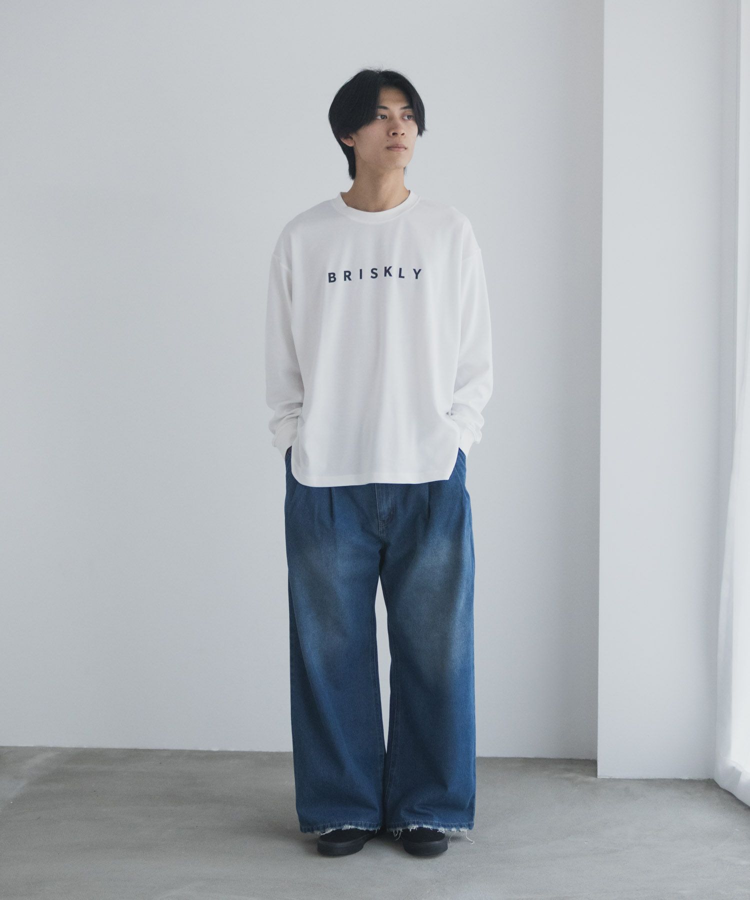 NAVY タフラク ポンチ素材プリント長袖Tシャツ メンズ商品サムネイル-9