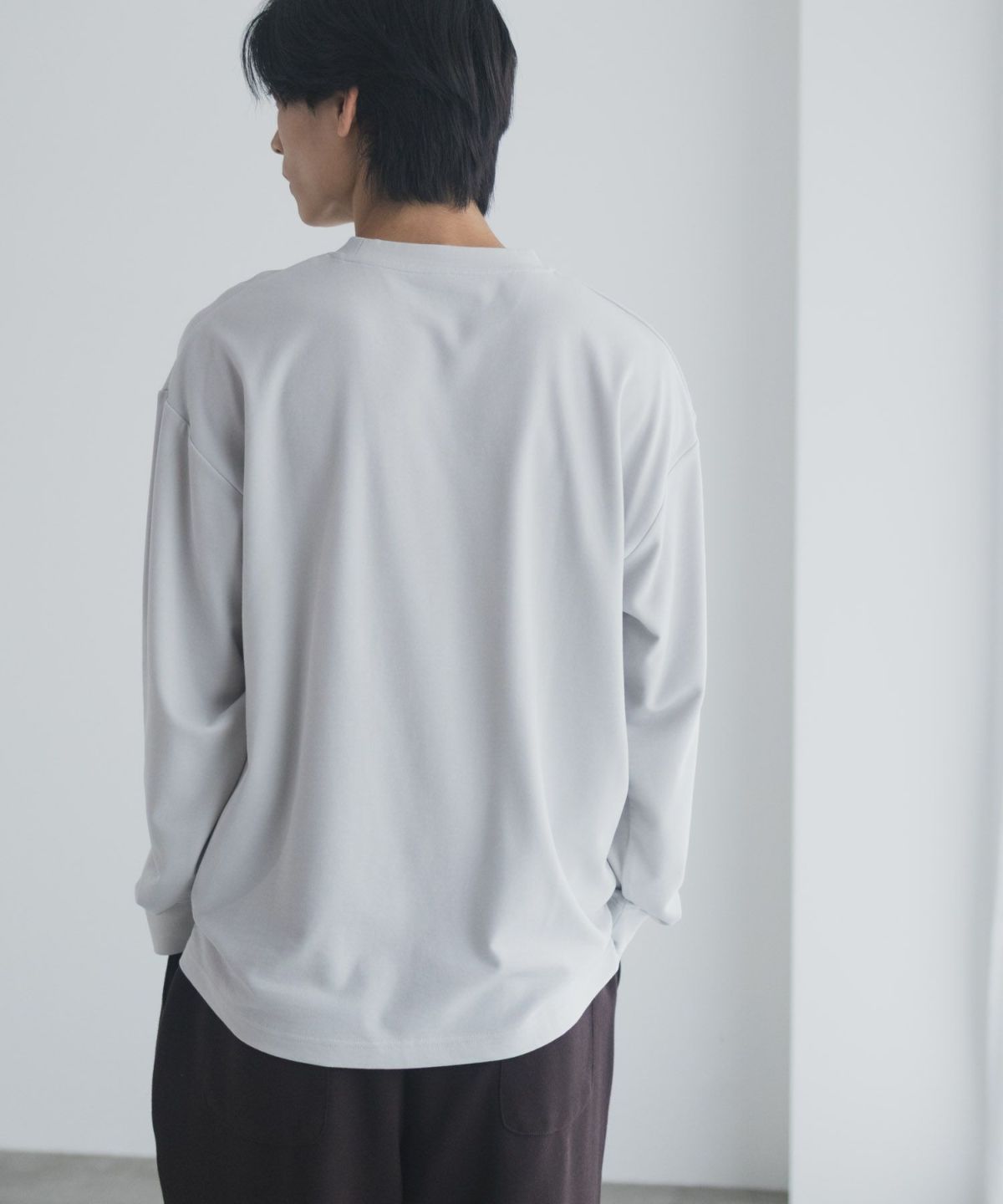 NAVY タフラク ポンチ素材プリント長袖Tシャツ メンズ