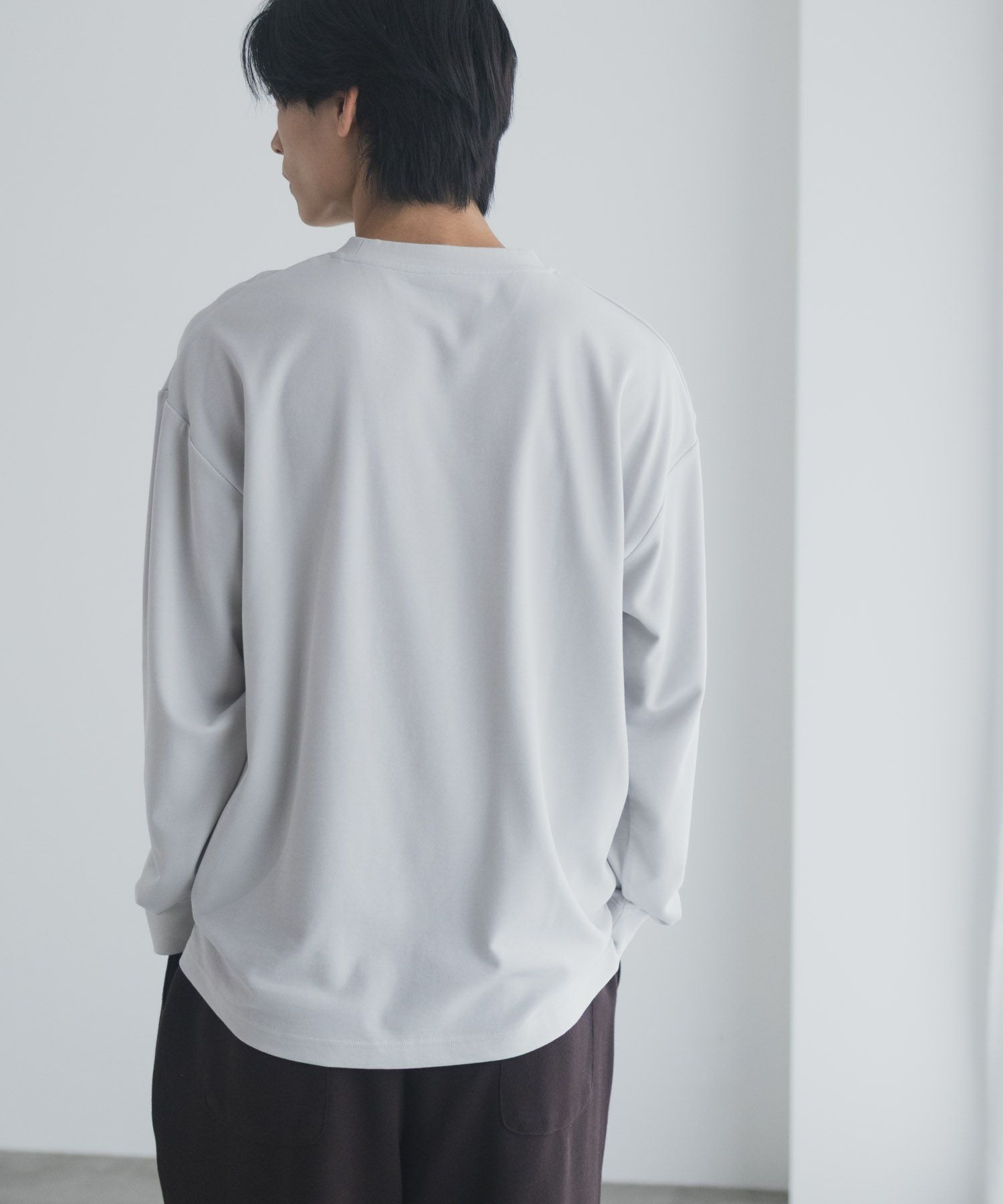NAVY タフラク ポンチ素材プリント長袖Tシャツ メンズ
