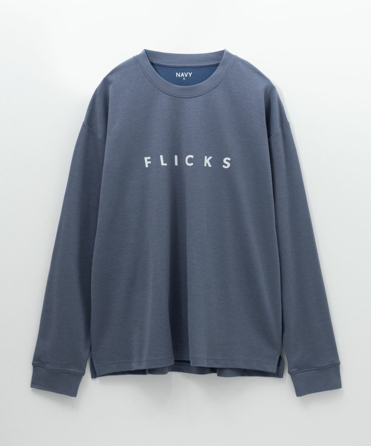 NAVY タフラク ポンチ素材プリント長袖Tシャツ メンズ