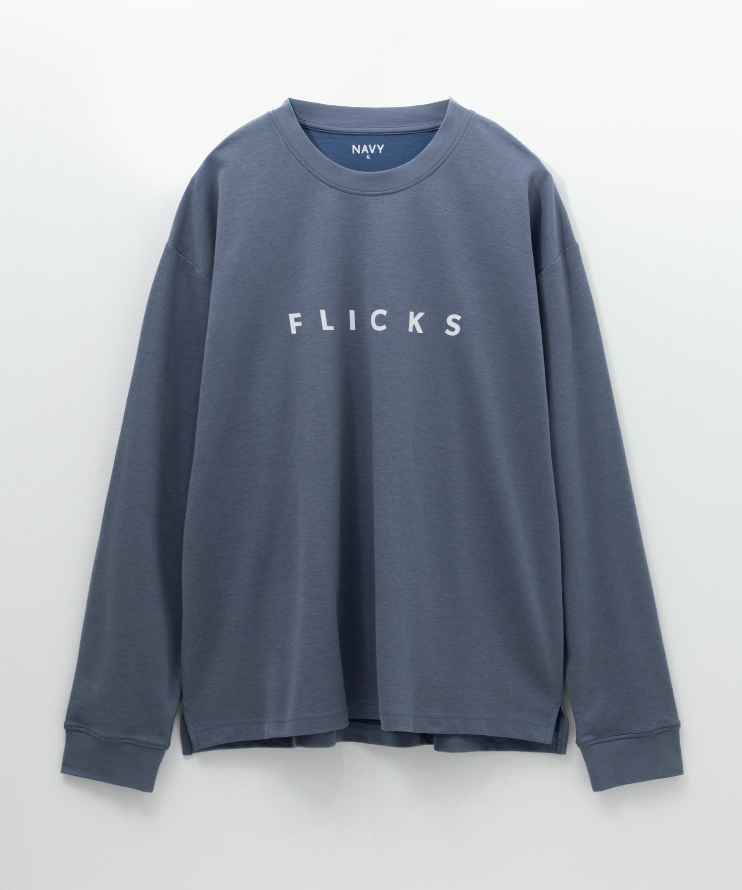 NAVY タフラク ポンチ素材プリント長袖Tシャツ メンズ