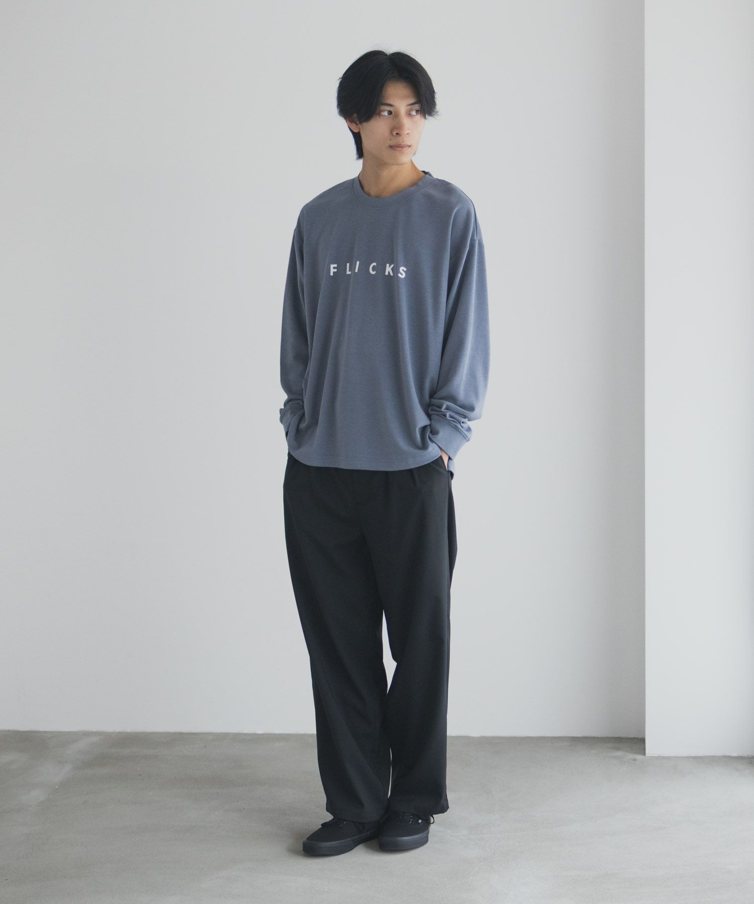 NAVY タフラク ポンチ素材プリント長袖Tシャツ メンズ商品画像-40