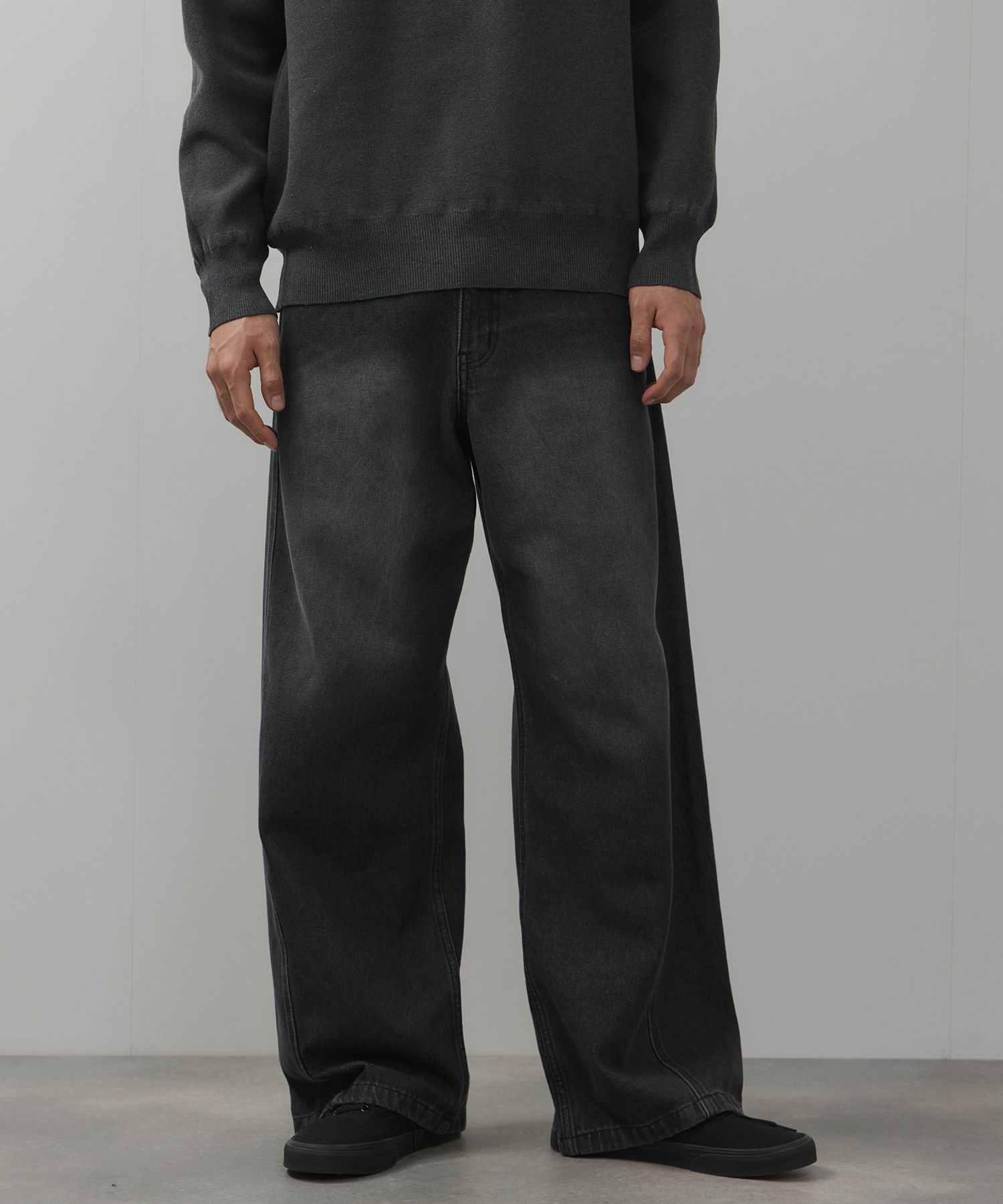 【WEB限定】デニムカーブワイドパンツ メンズ