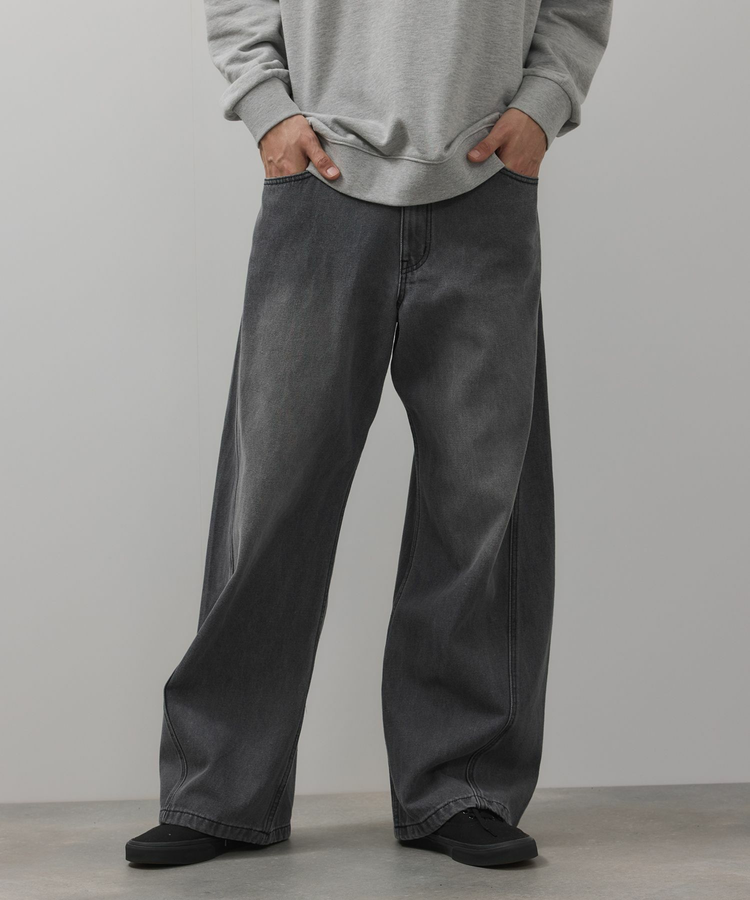 【WEB限定】デニムカーブワイドパンツ メンズ