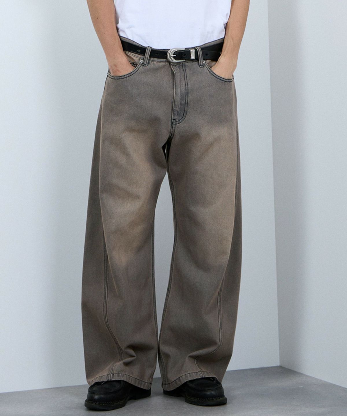 【WEB限定】デニムカーブワイドパンツ メンズ