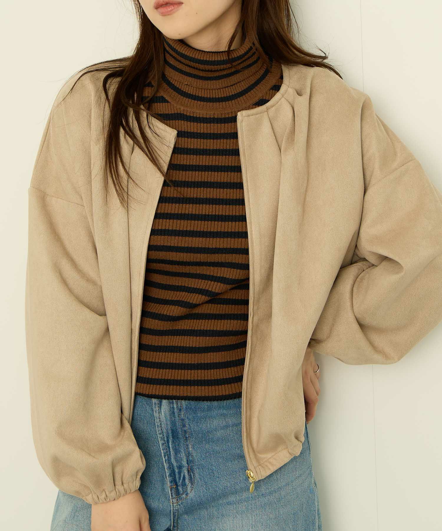 nAvy スエードポンチブルゾン レディース