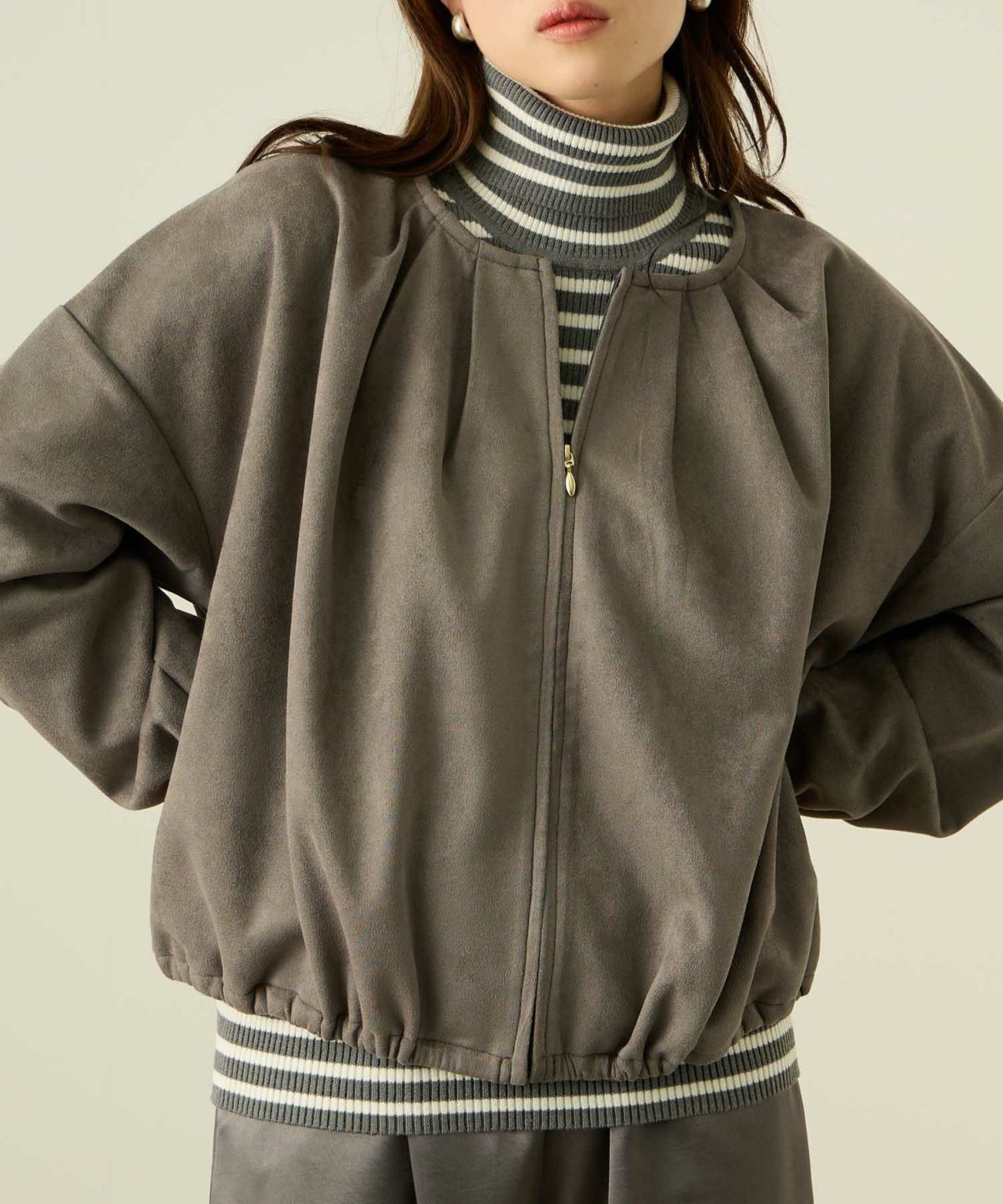 nAvy スエードポンチブルゾン レディース