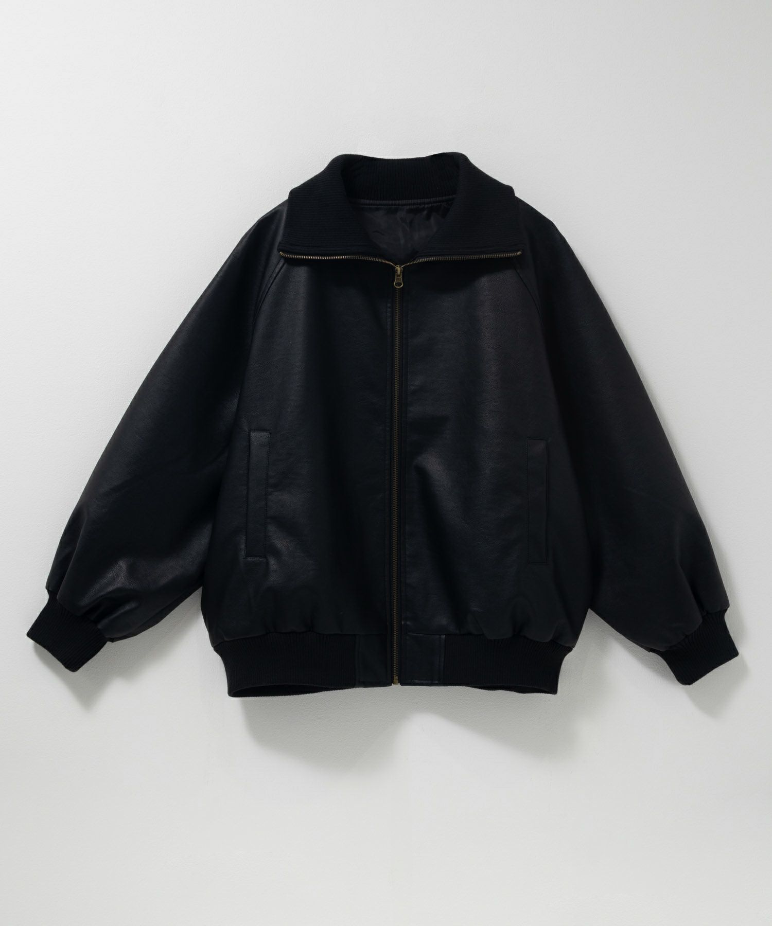nAvy 合皮リブブルゾン レディース