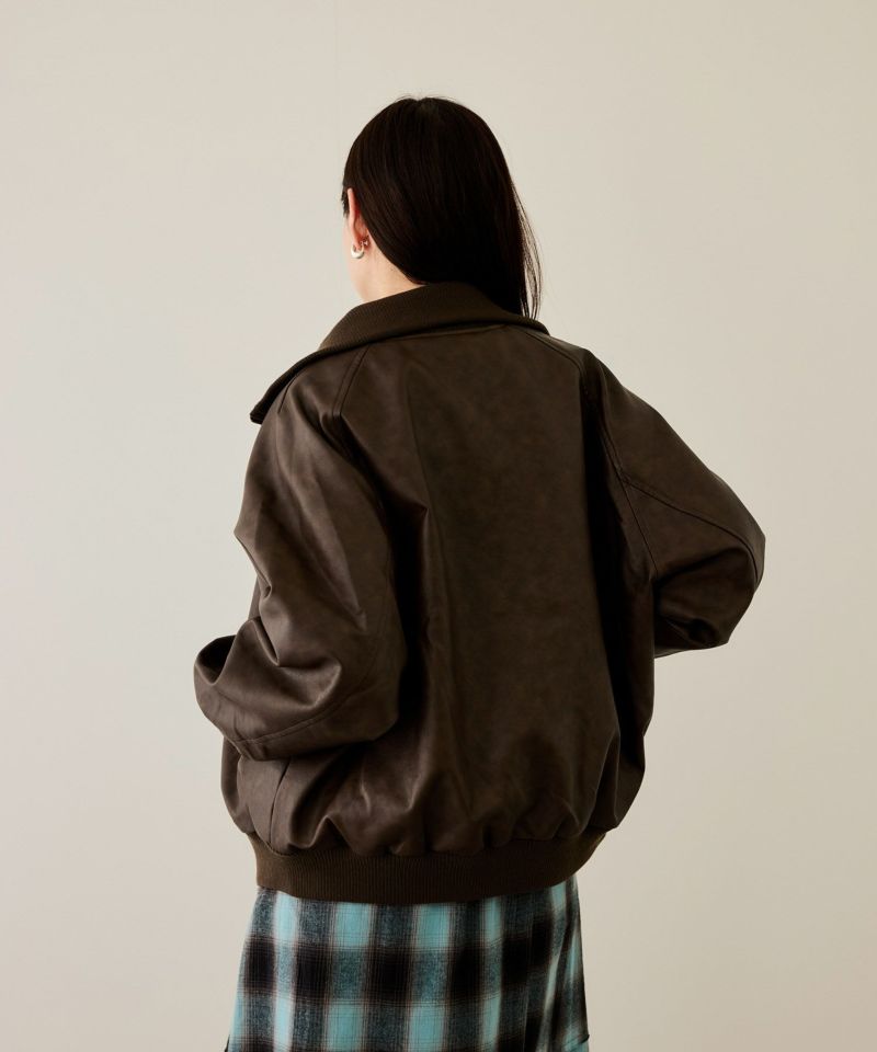 [最終さらに50%OFF][値下げ]nAvy 合皮リブブルゾン レディース商品画像-6