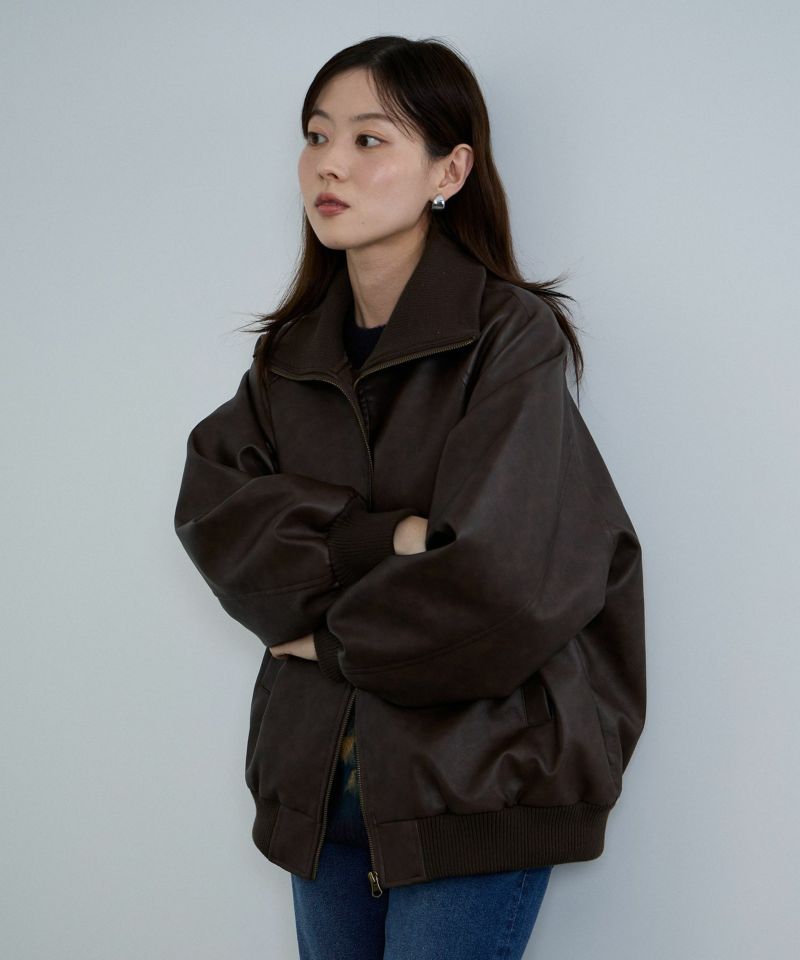 [値下げ]nAvy 合皮リブブルゾン レディース商品画像-8