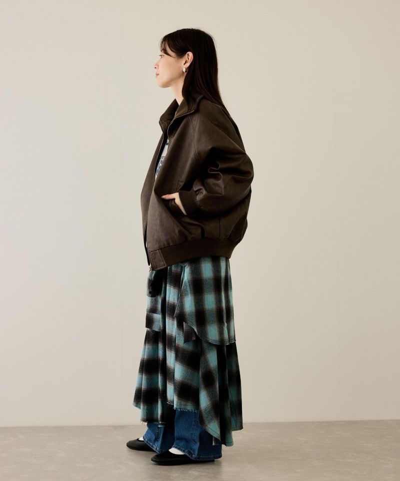 [最終さらに50%OFF][値下げ]nAvy 合皮リブブルゾン レディース商品画像-8