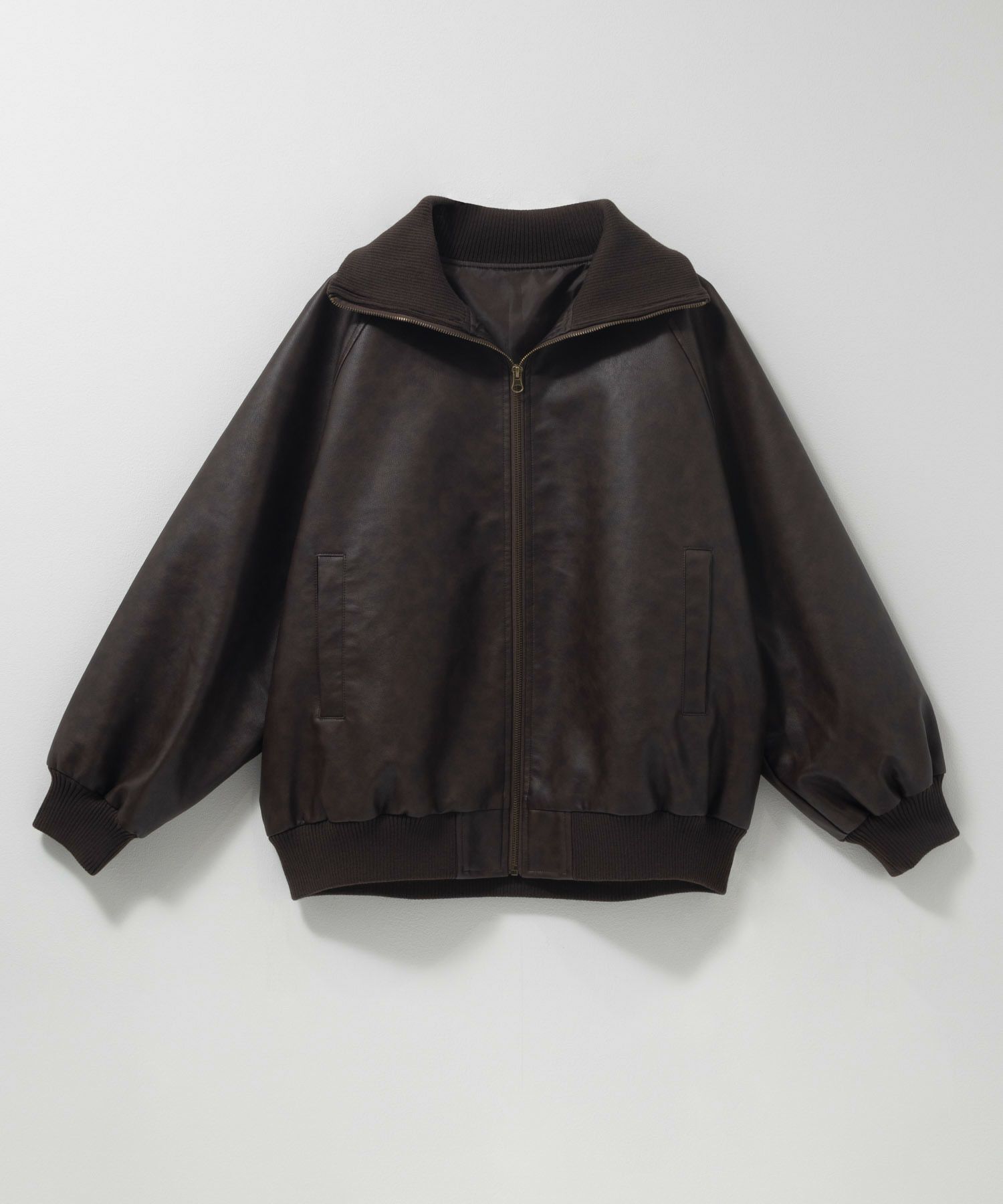 [最終さらに50%OFF][値下げ]nAvy 合皮リブブルゾン レディース商品画像-9