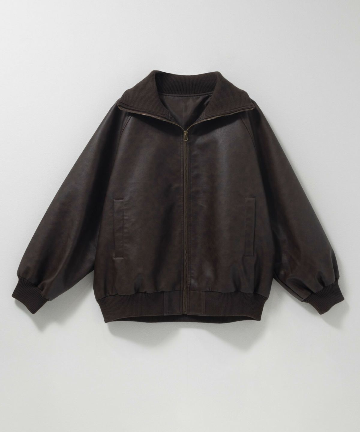 nAvy 合皮リブブルゾン レディース