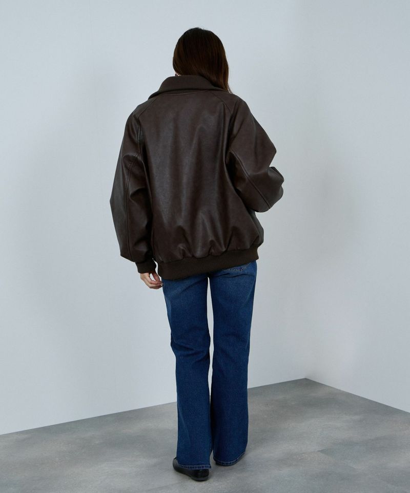 [値下げ]nAvy 合皮リブブルゾン レディース商品画像-10