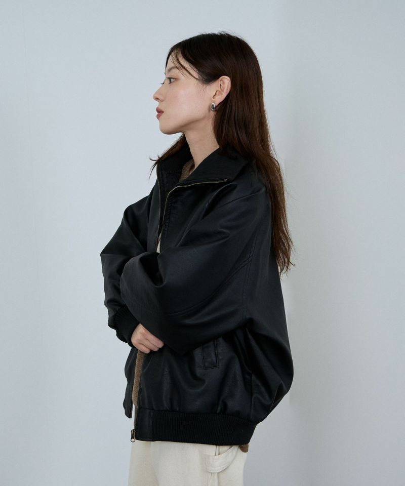 [値下げ]nAvy 合皮リブブルゾン レディース商品画像-12