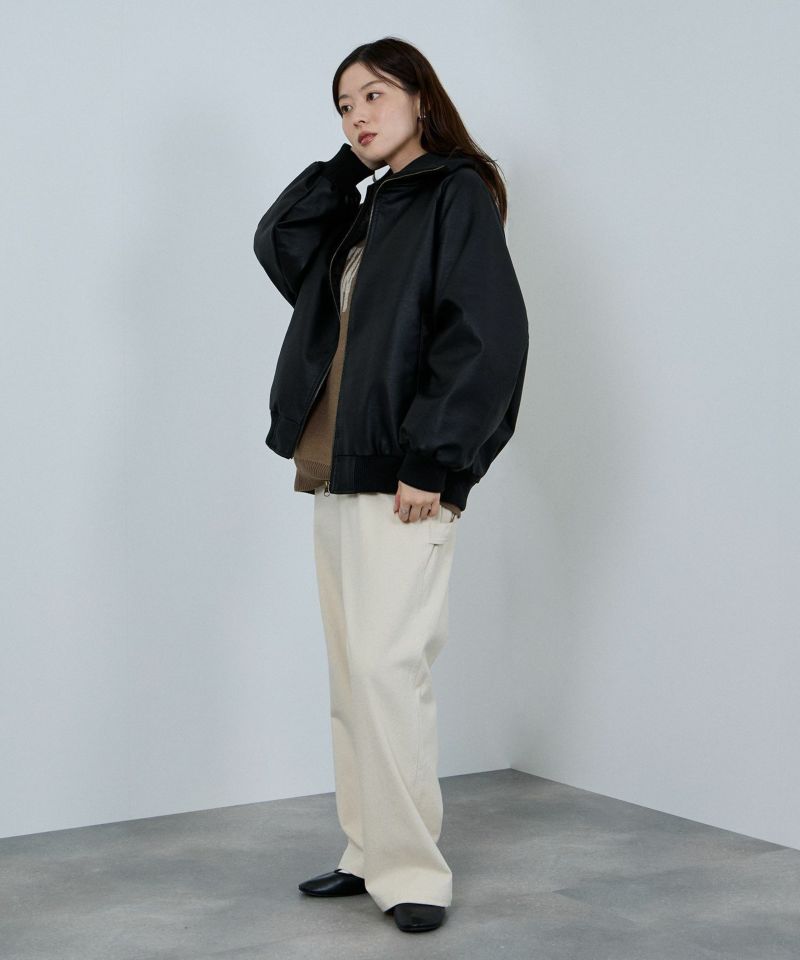 [値下げ]nAvy 合皮リブブルゾン レディース商品画像-13