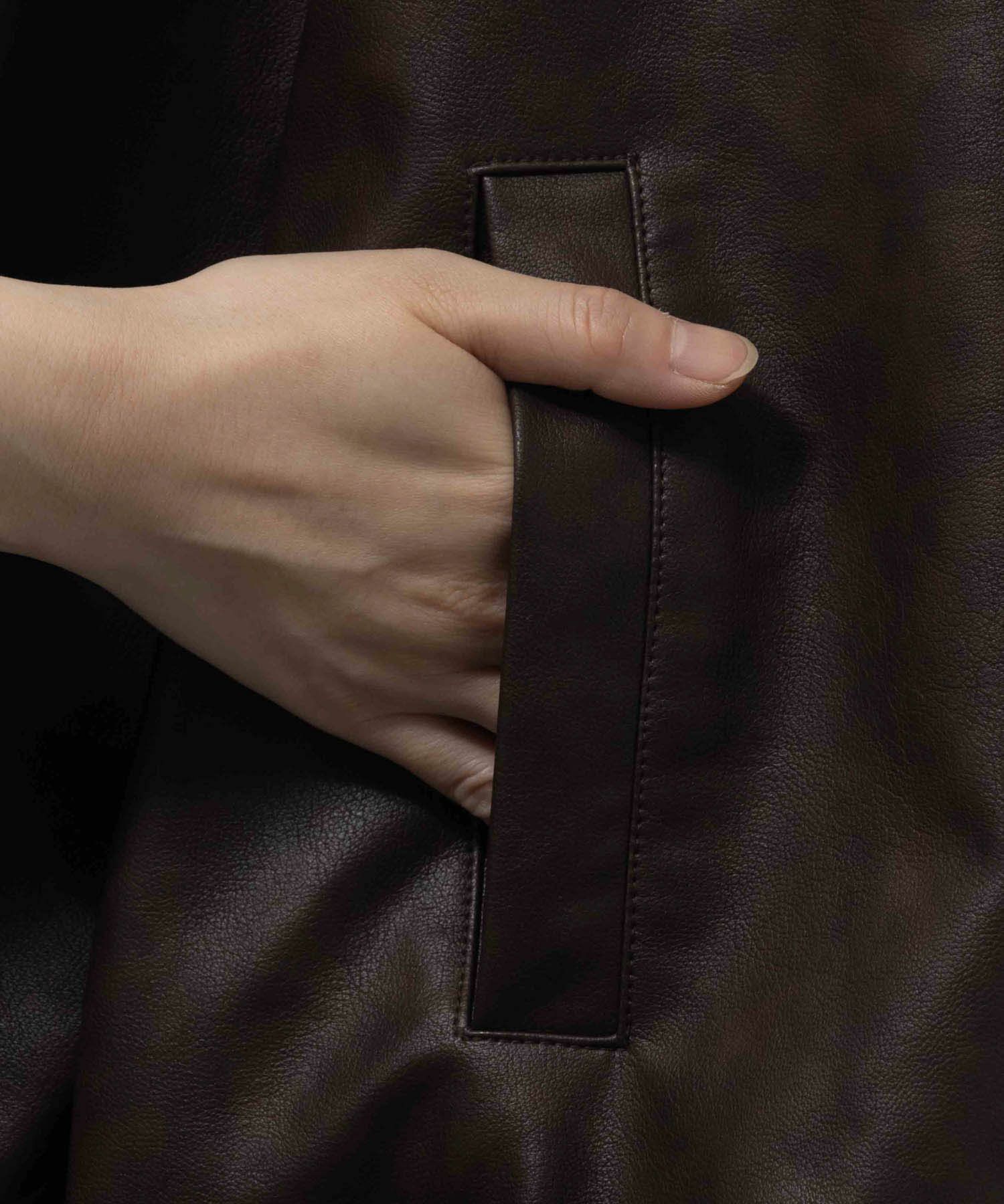 [最終さらに50%OFF][値下げ]nAvy 合皮リブブルゾン レディース商品サムネイル-13