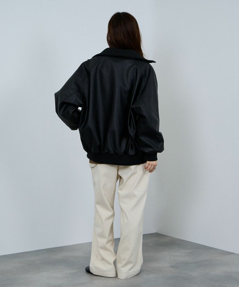[値下げ]nAvy 合皮リブブルゾン レディース商品画像-15