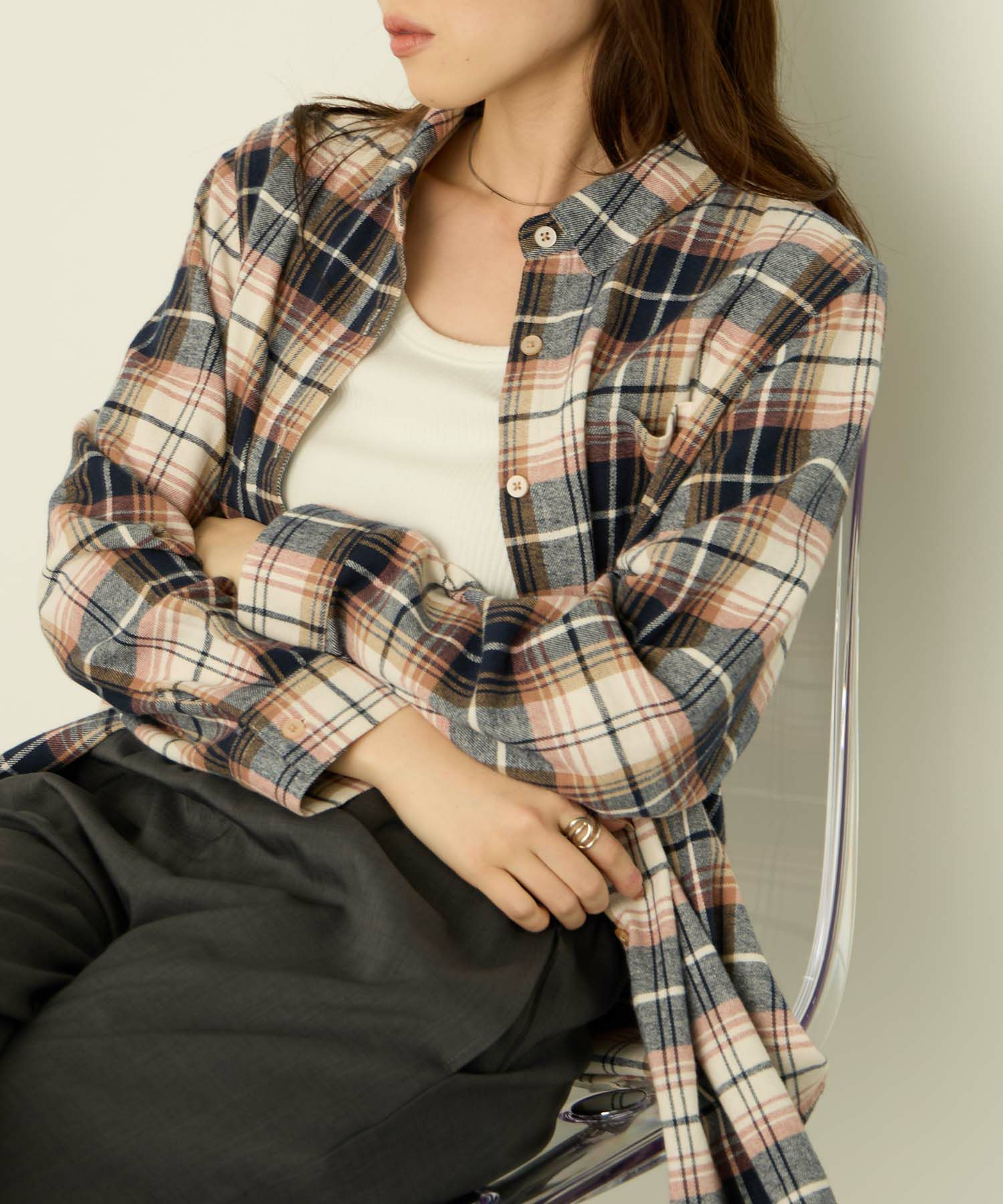 nAvy  コットンネルチェックシャツ レディース商品画像-4