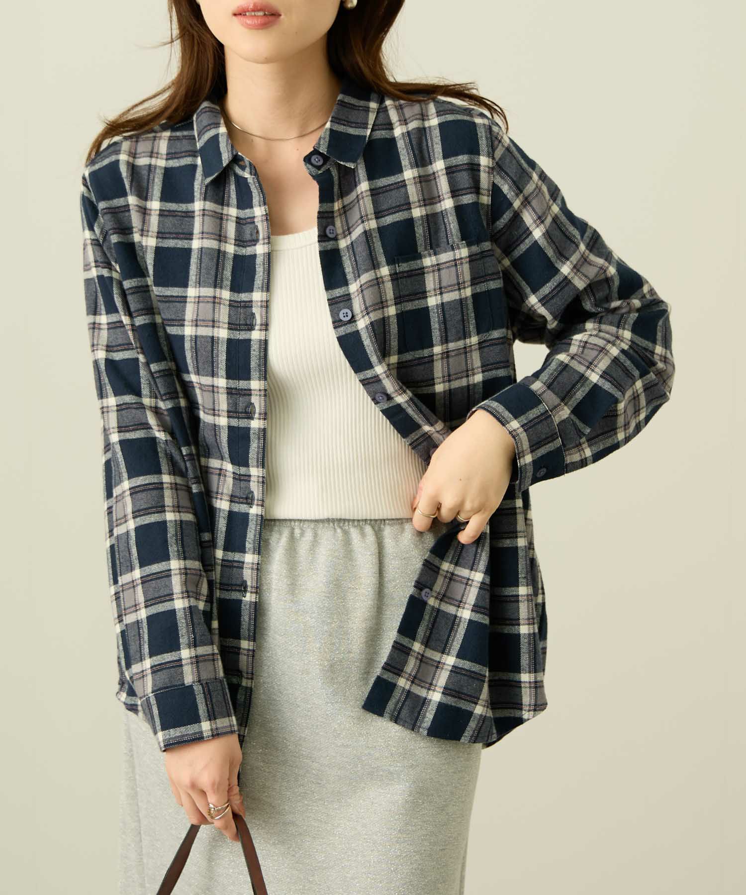 nAvy  コットンネルチェックシャツ レディース商品画像-5