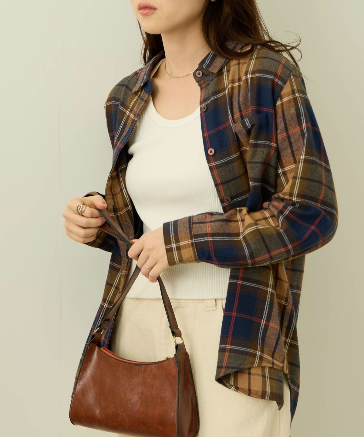 nAvy コットンネルチェックシャツ レディース