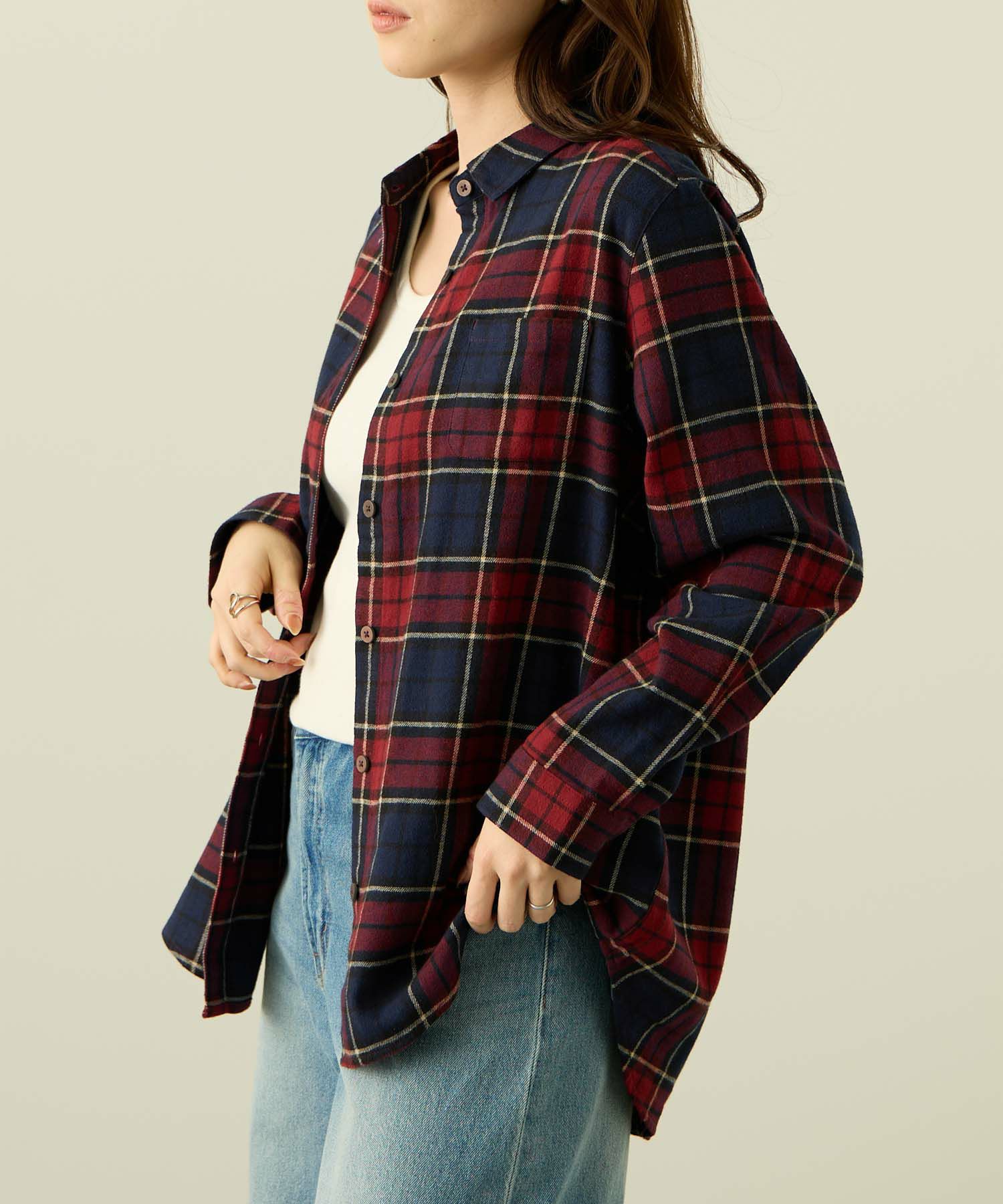 nAvy コットンネルチェックシャツ レディース商品画像-7