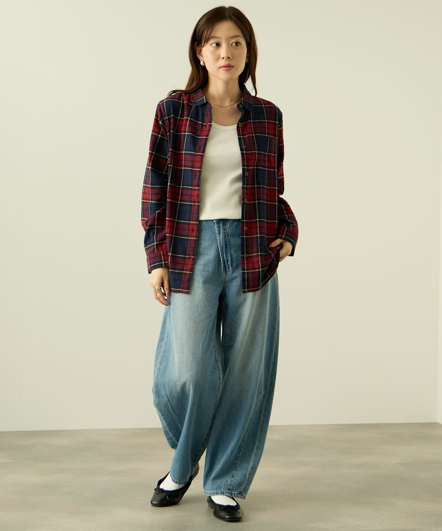 nAvy  コットンネルチェックシャツ レディース商品画像-9