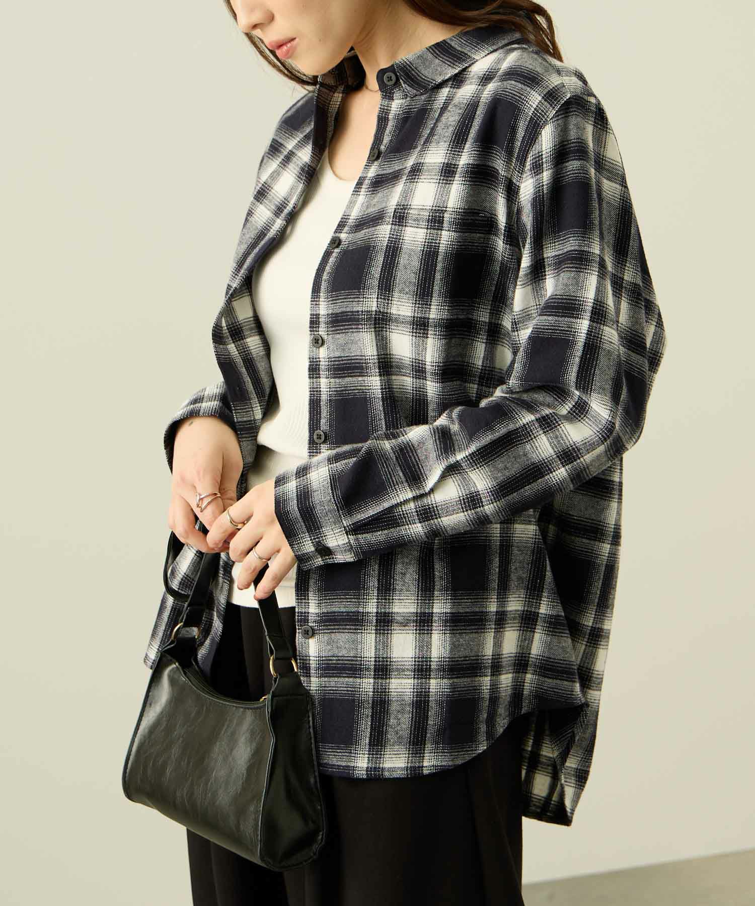 nAvy コットンネルチェックシャツ レディース
