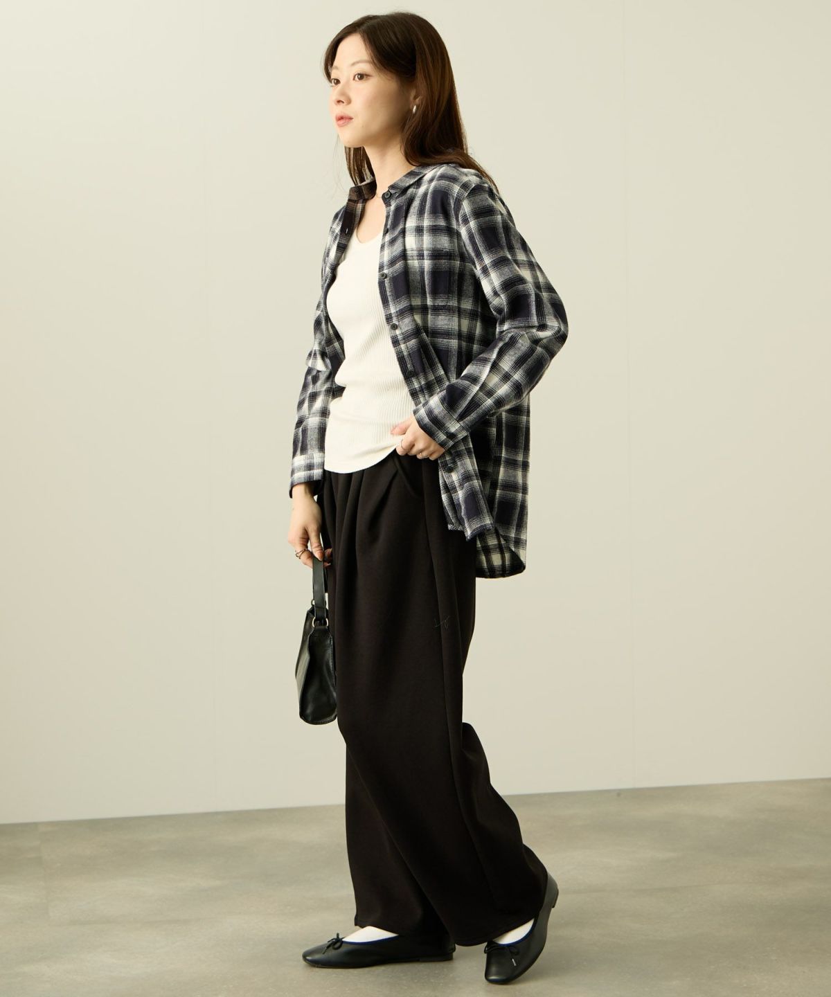 nAvy コットンネルチェックシャツ レディース